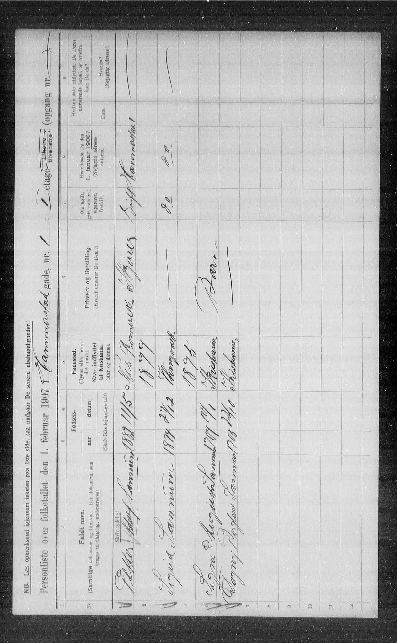 OBA, Municipal Census 1907 for Kristiania, 1907, p. 17677