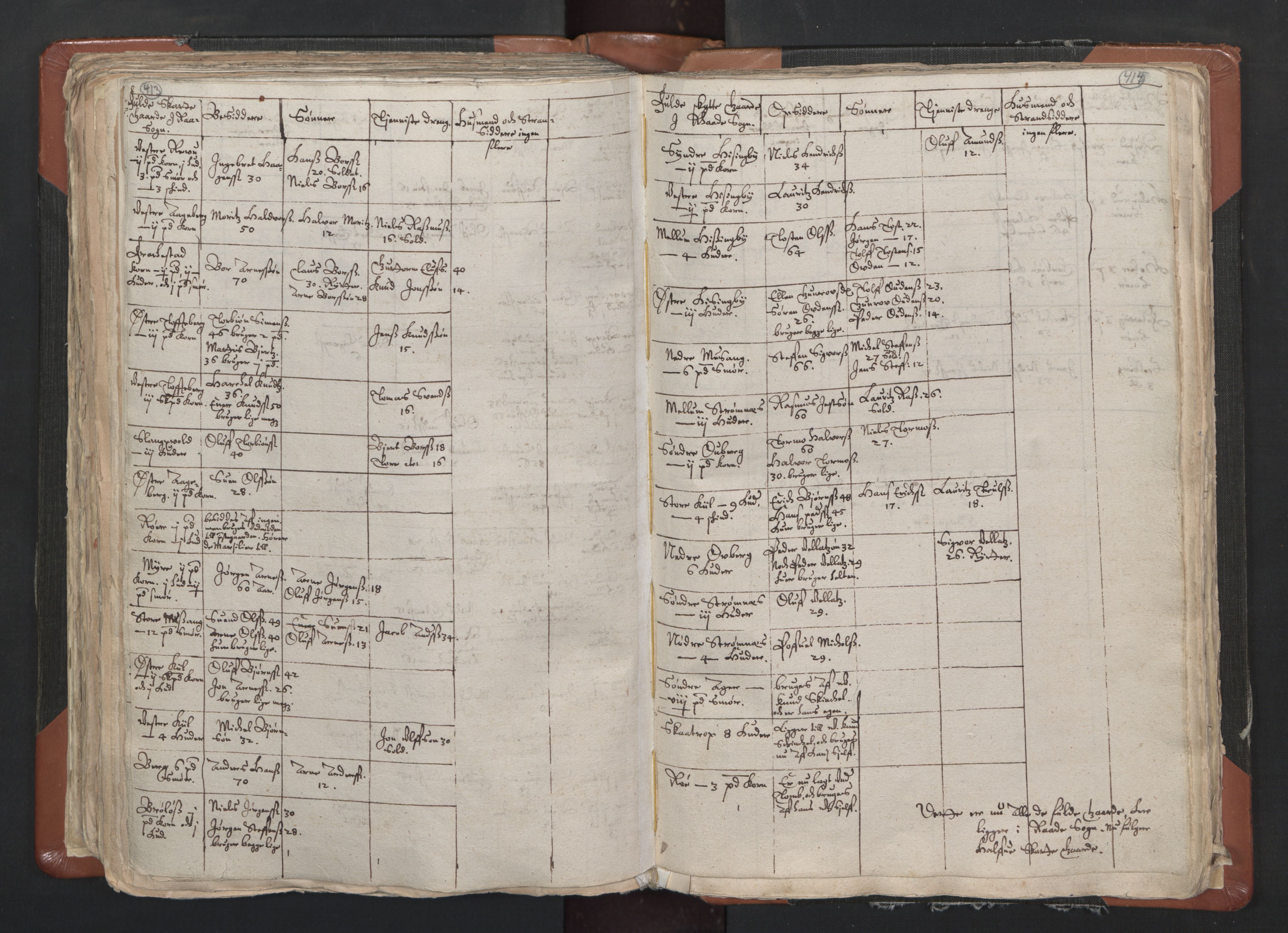RA, Vicar's Census 1664-1666, no. 1: Nedre Borgesyssel deanery, 1664-1666, p. 413-414