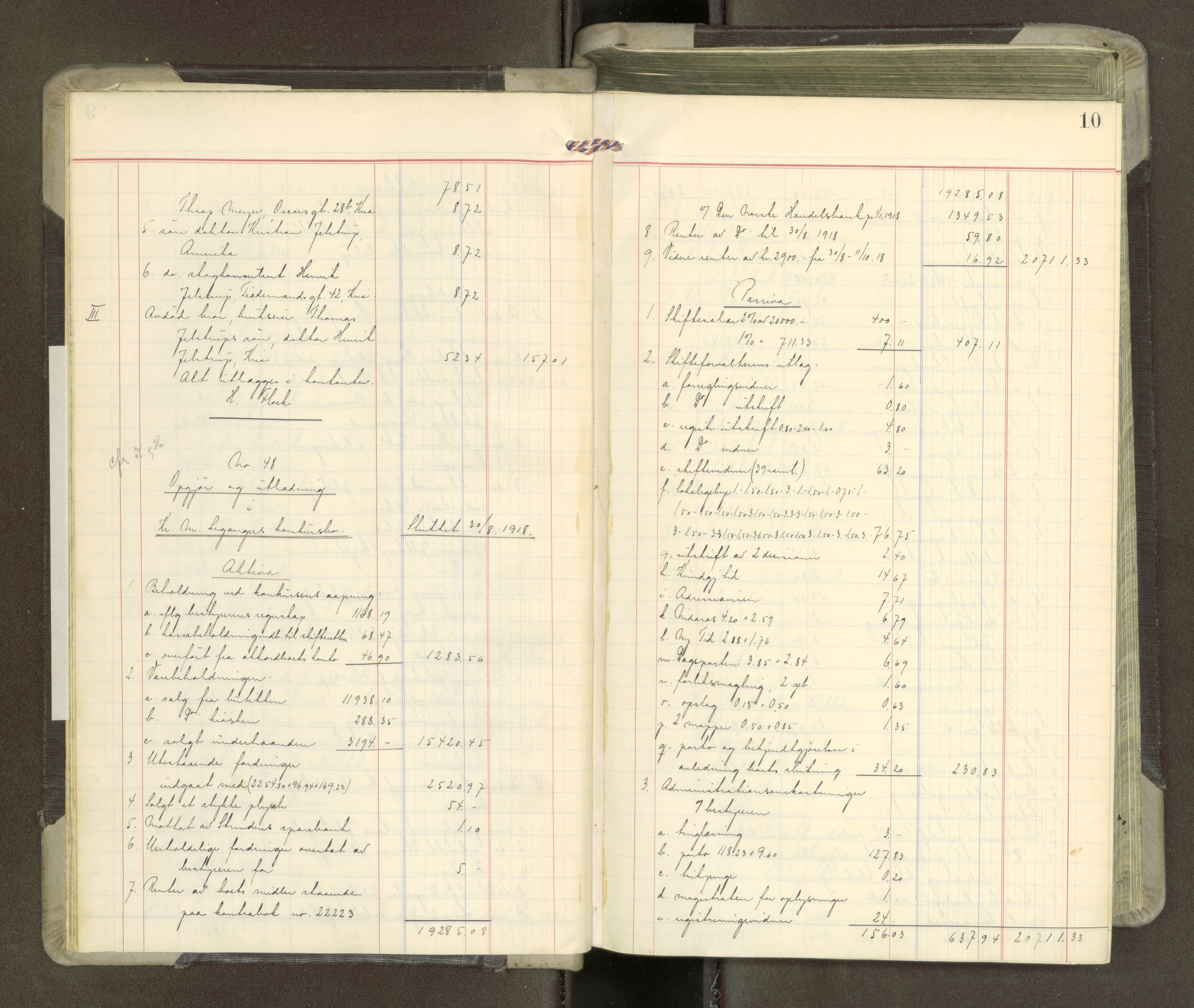 Trondheim byfogd, AV/SAT-A-0003/1/3/3A/L0043: Skifteutlodningsprotokoll - 15/7-4/3. (m/ register), 1918-1922, p. 10