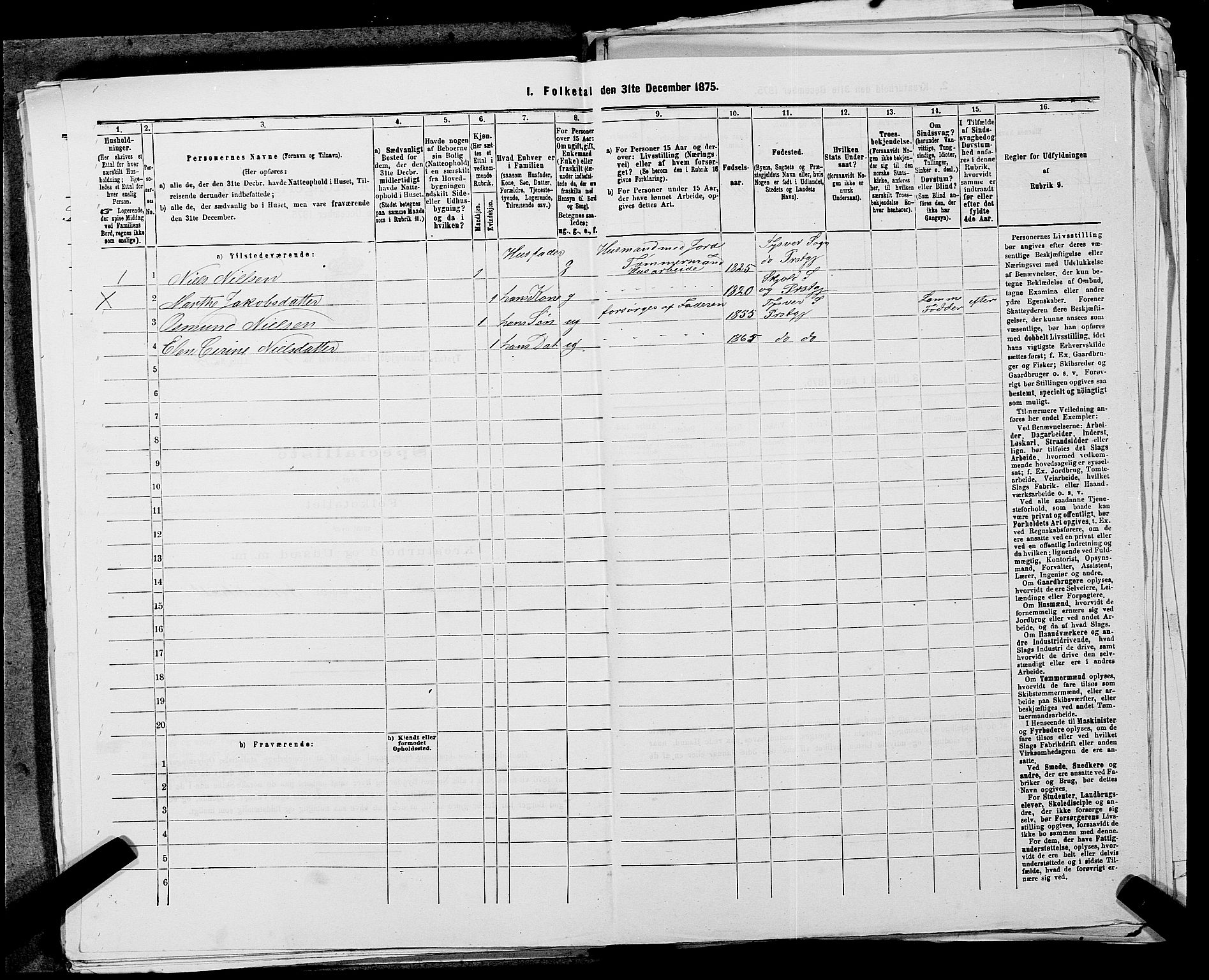 SAST, 1875 census for 1146P Tysvær, 1875, p. 335