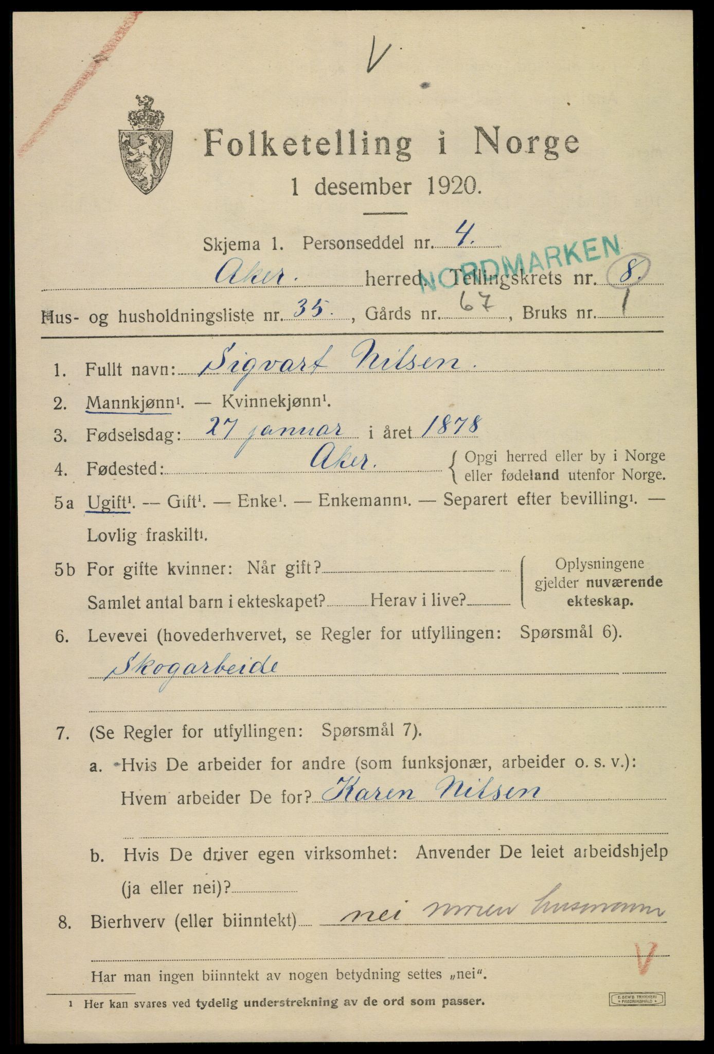 SAO, 1920 census for Aker, 1920, p. 55918