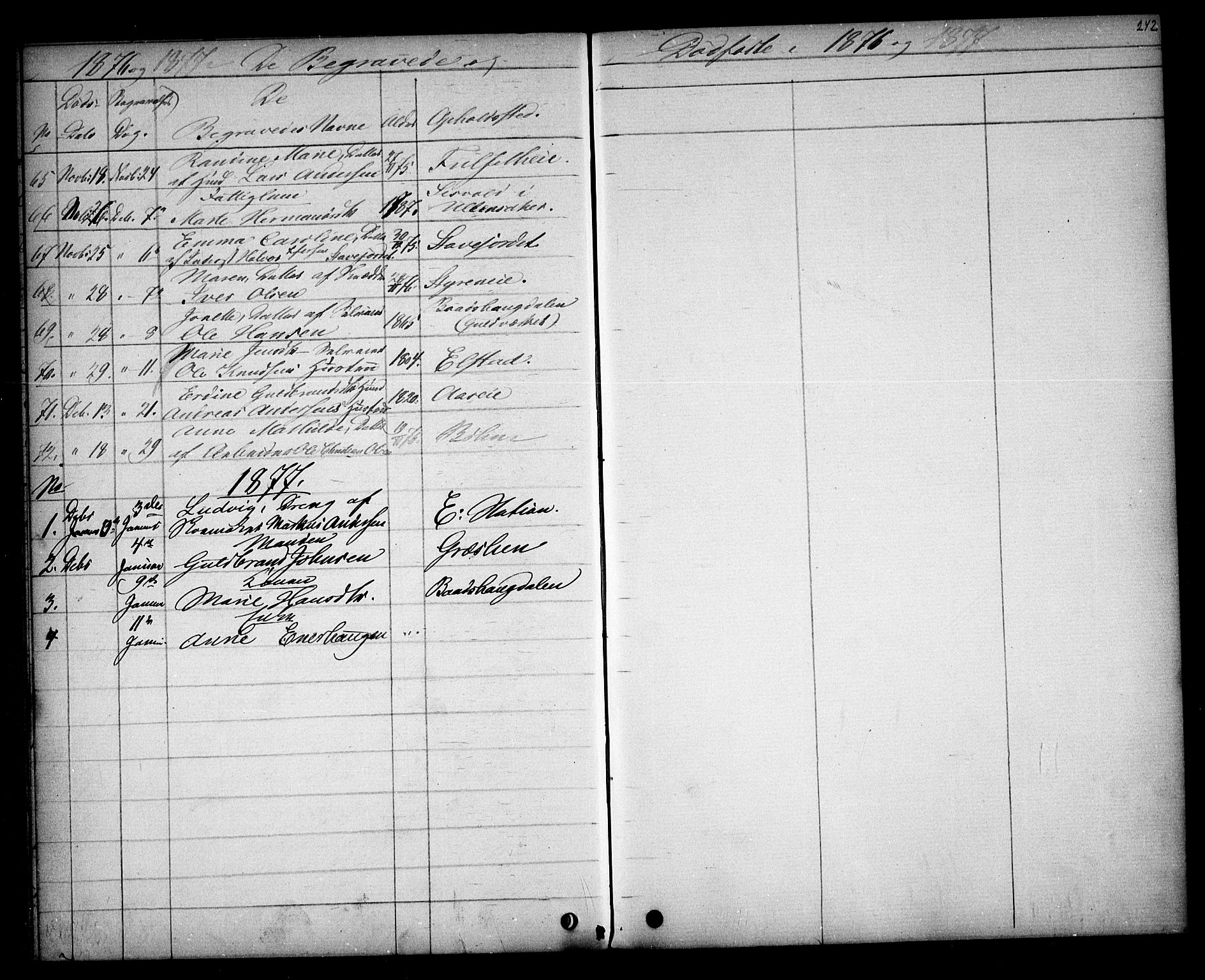 Eidsvoll prestekontor Kirkebøker, SAO/A-10888/G/Ga/L0003: Parish register (copy) no. I 3, 1871-1877, p. 242
