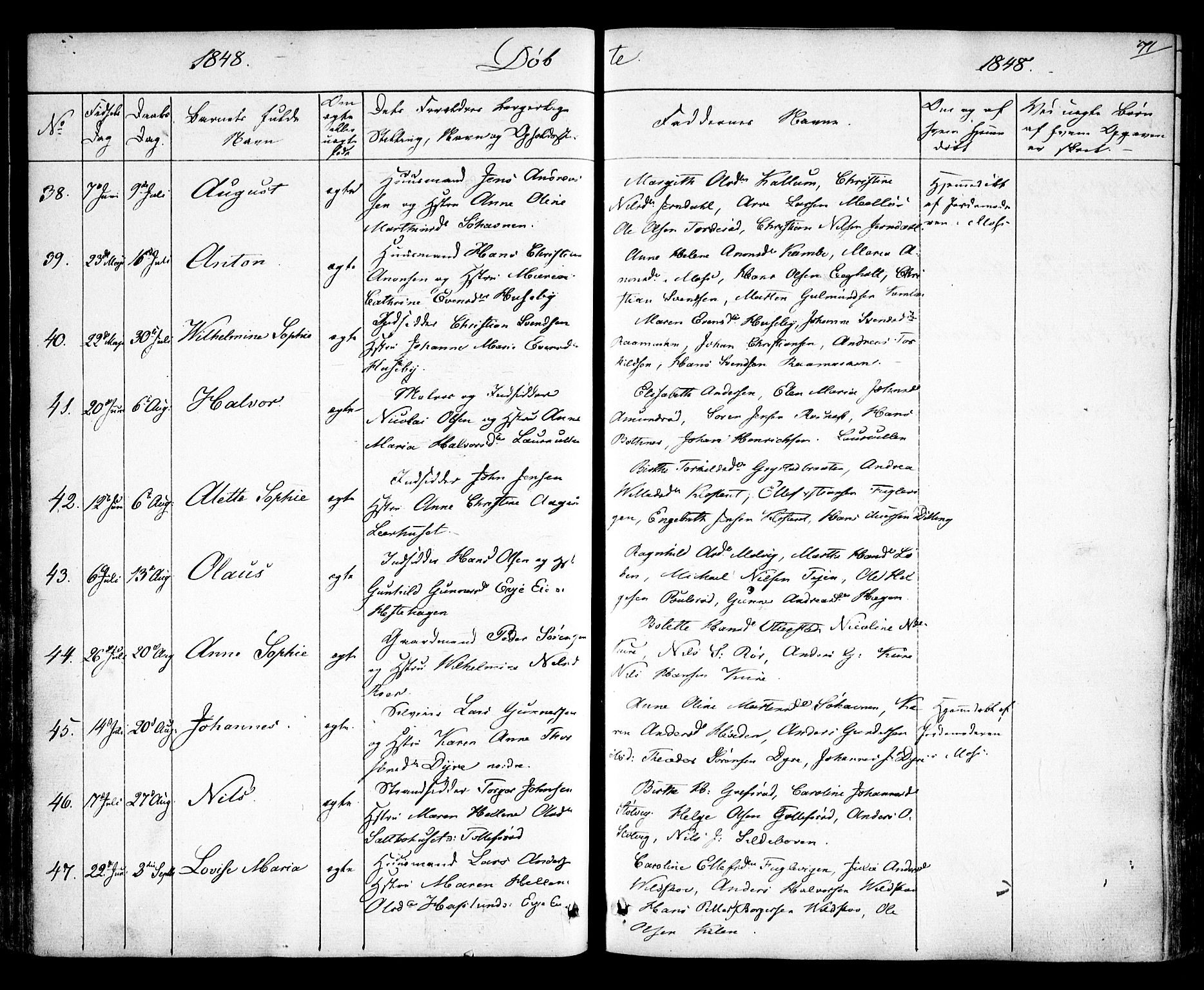 Rygge prestekontor Kirkebøker, AV/SAO-A-10084b/F/Fa/L0004: Parish register (official) no. 4, 1836-1851, p. 71