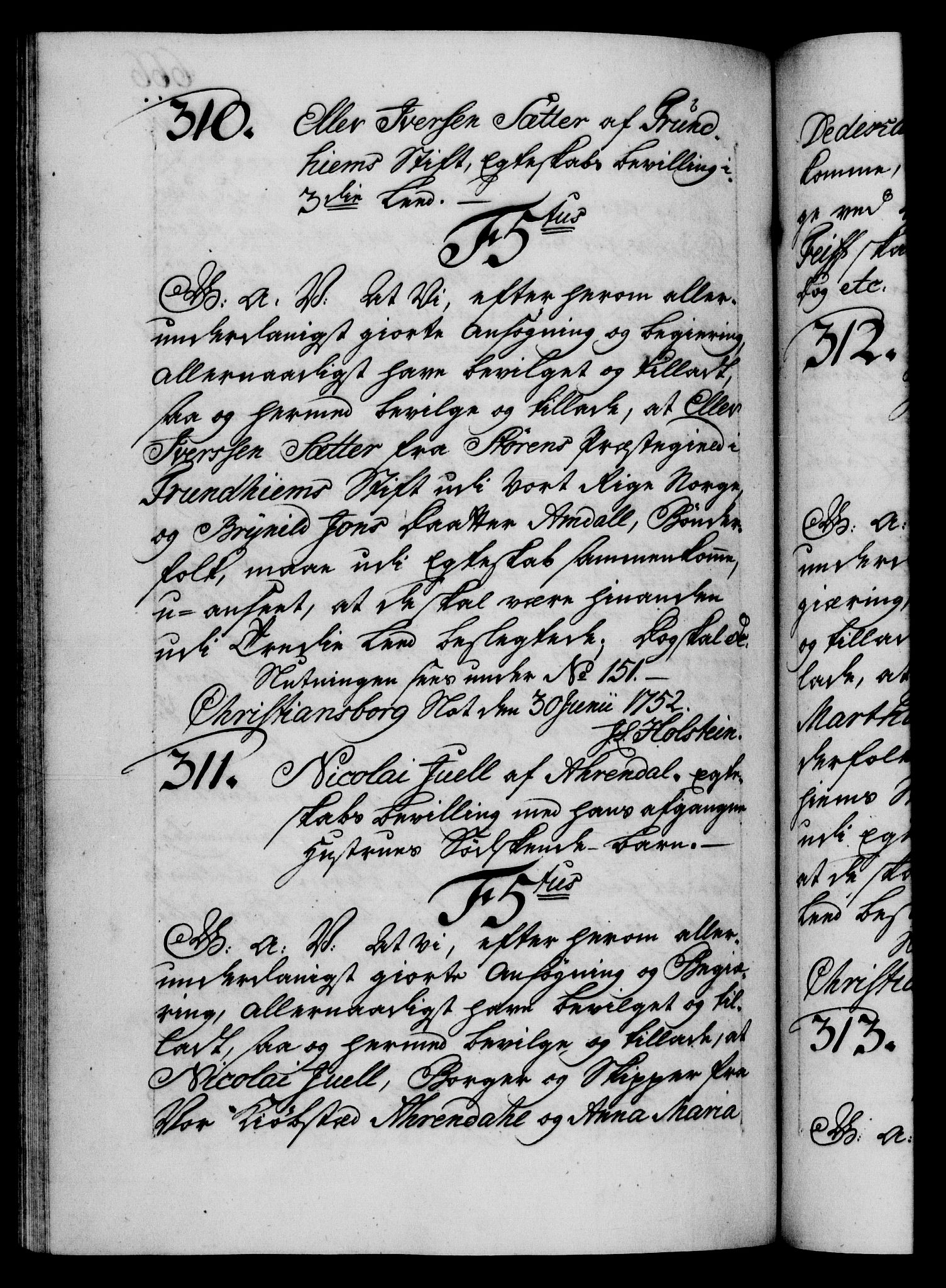 Danske Kanselli 1572-1799, RA/EA-3023/F/Fc/Fca/Fcaa/L0037: Norske registre, 1751-1752, p. 666b