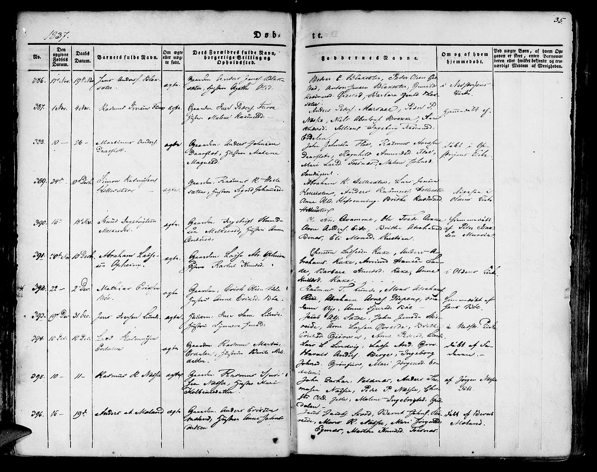 Innvik sokneprestembete, AV/SAB-A-80501: Parish register (official) no. A 4I, 1831-1846, p. 35