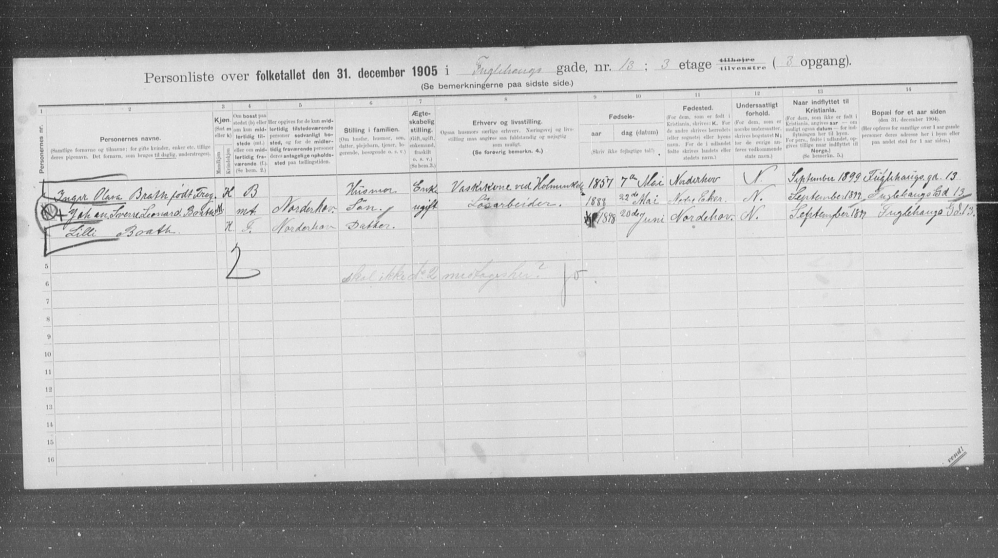 OBA, Municipal Census 1905 for Kristiania, 1905, p. 14734