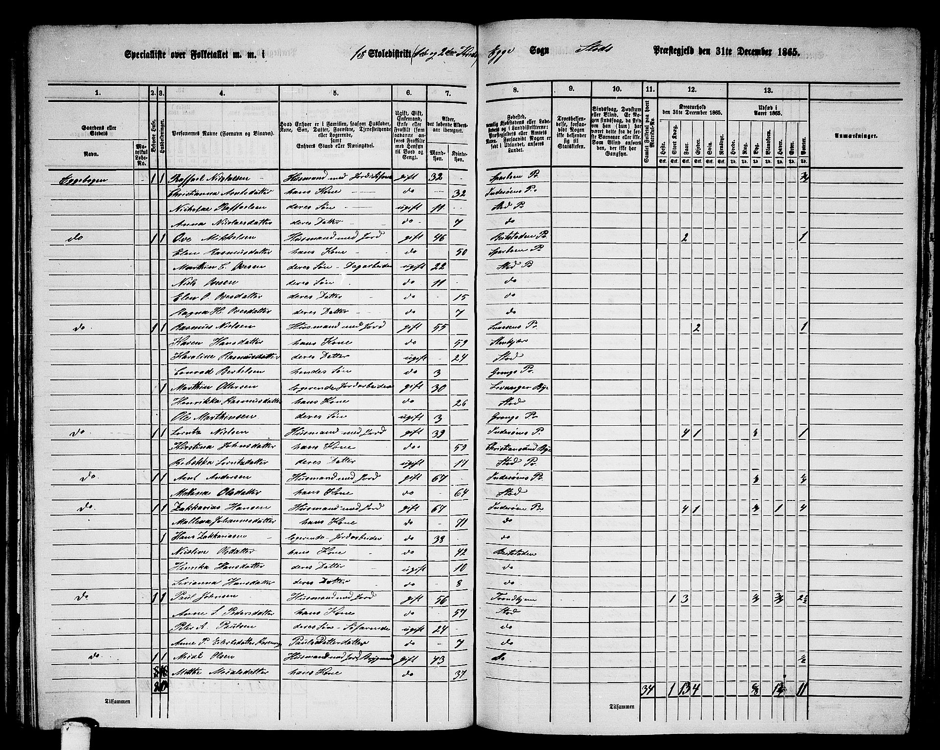 RA, 1865 census for Stod, 1865, p. 128
