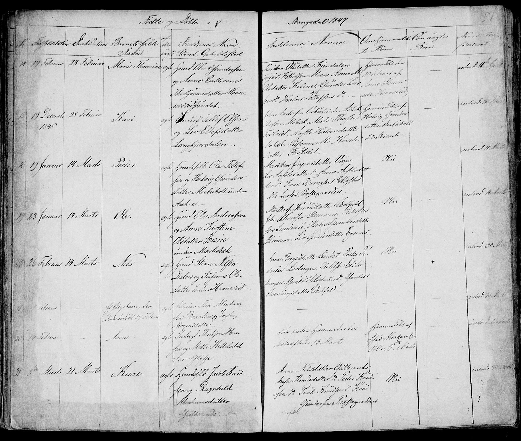 Drangedal kirkebøker, AV/SAKO-A-258/F/Fa/L0007a: Parish register (official) no. 7a, 1837-1856, p. 51