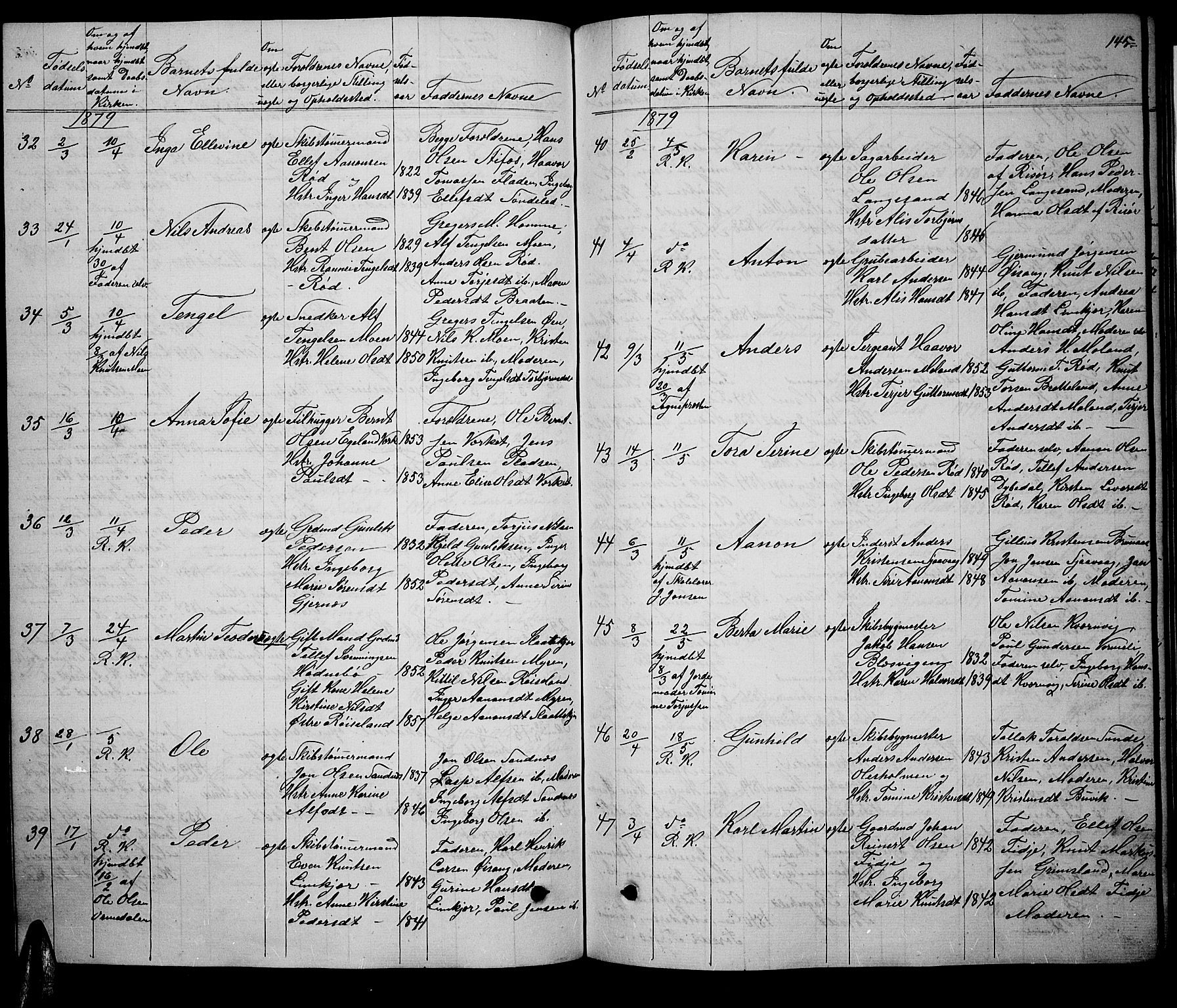 Søndeled sokneprestkontor, AV/SAK-1111-0038/F/Fb/L0004: Parish register (copy) no. B 4, 1857-1884, p. 145