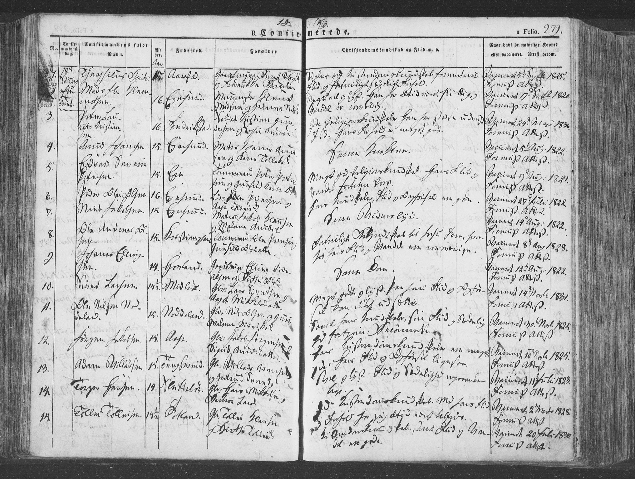 Eigersund sokneprestkontor, SAST/A-101807/S08/L0009: Parish register (official) no. A 9, 1827-1850, p. 279