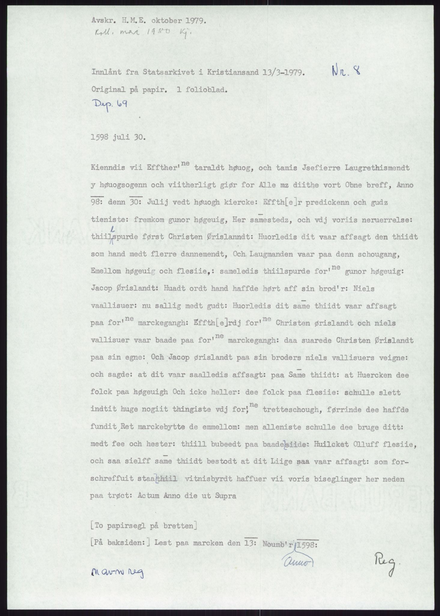 Samlinger til kildeutgivelse, Diplomavskriftsamlingen, RA/EA-4053/H/Ha, p. 2997