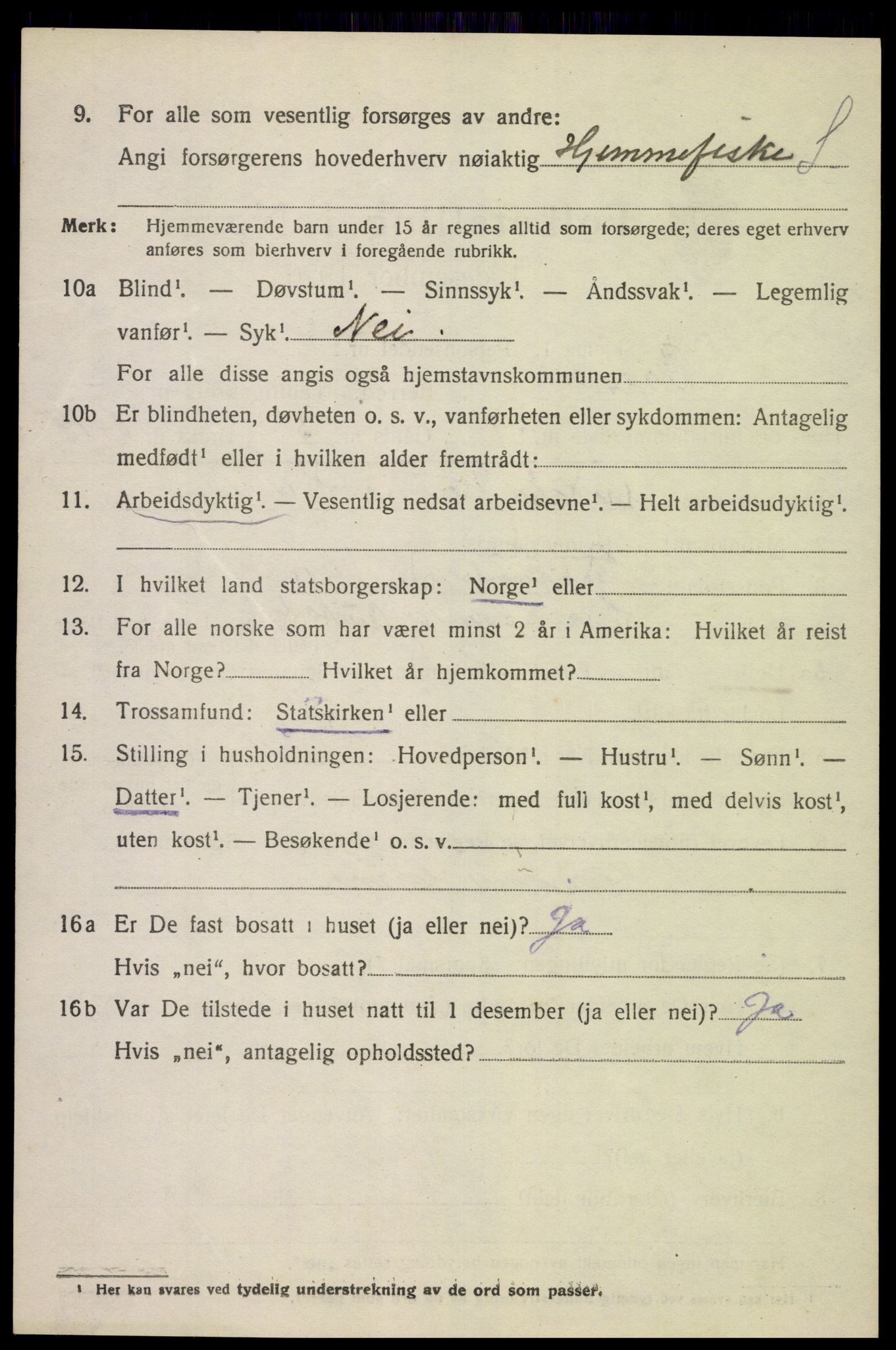 SAK, 1920 census for Austad, 1920, p. 734