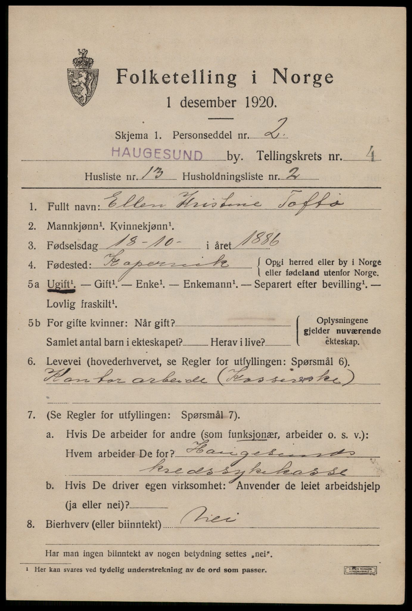 SAST, 1920 census for Haugesund, 1920, p. 15473
