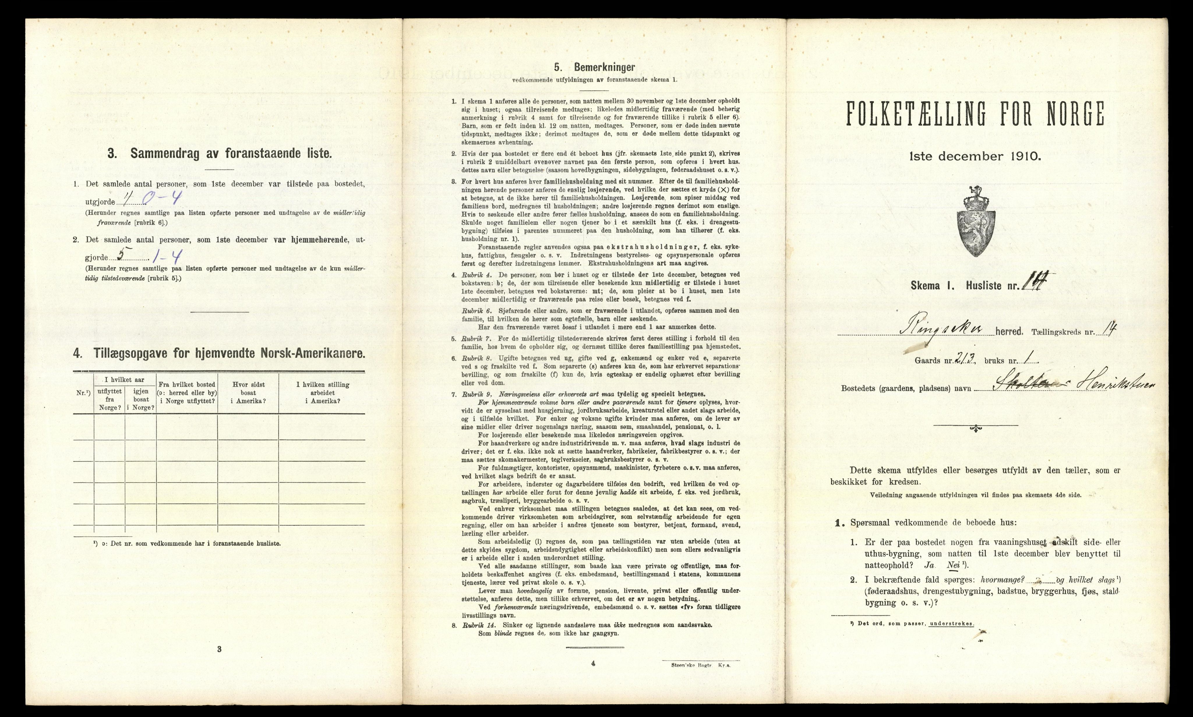 RA, 1910 census for Ringsaker, 1910, p. 2771