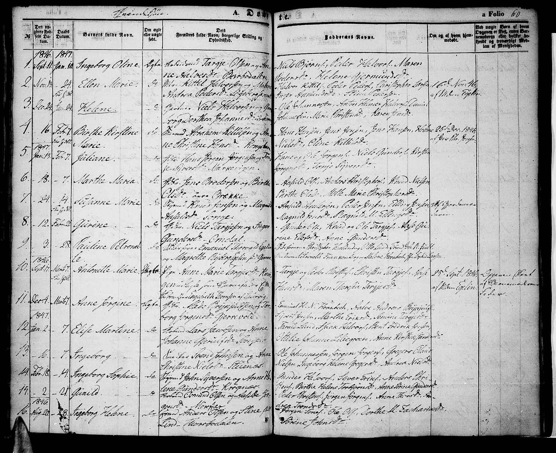 Tromøy sokneprestkontor, SAK/1111-0041/F/Fa/L0005: Parish register (official) no. A 5, 1847-1856, p. 60
