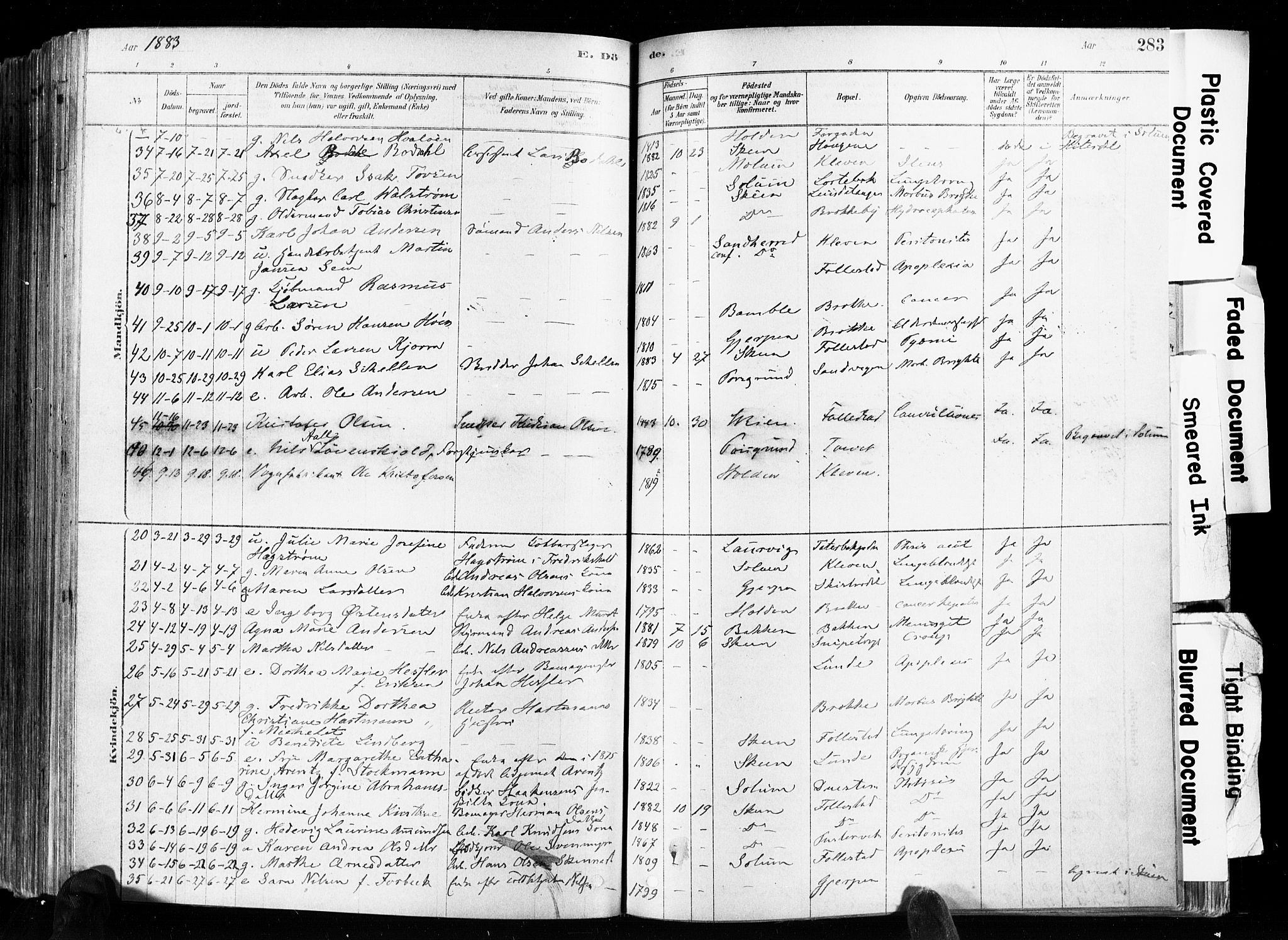 Skien kirkebøker, SAKO/A-302/F/Fa/L0009: Parish register (official) no. 9, 1878-1890, p. 283