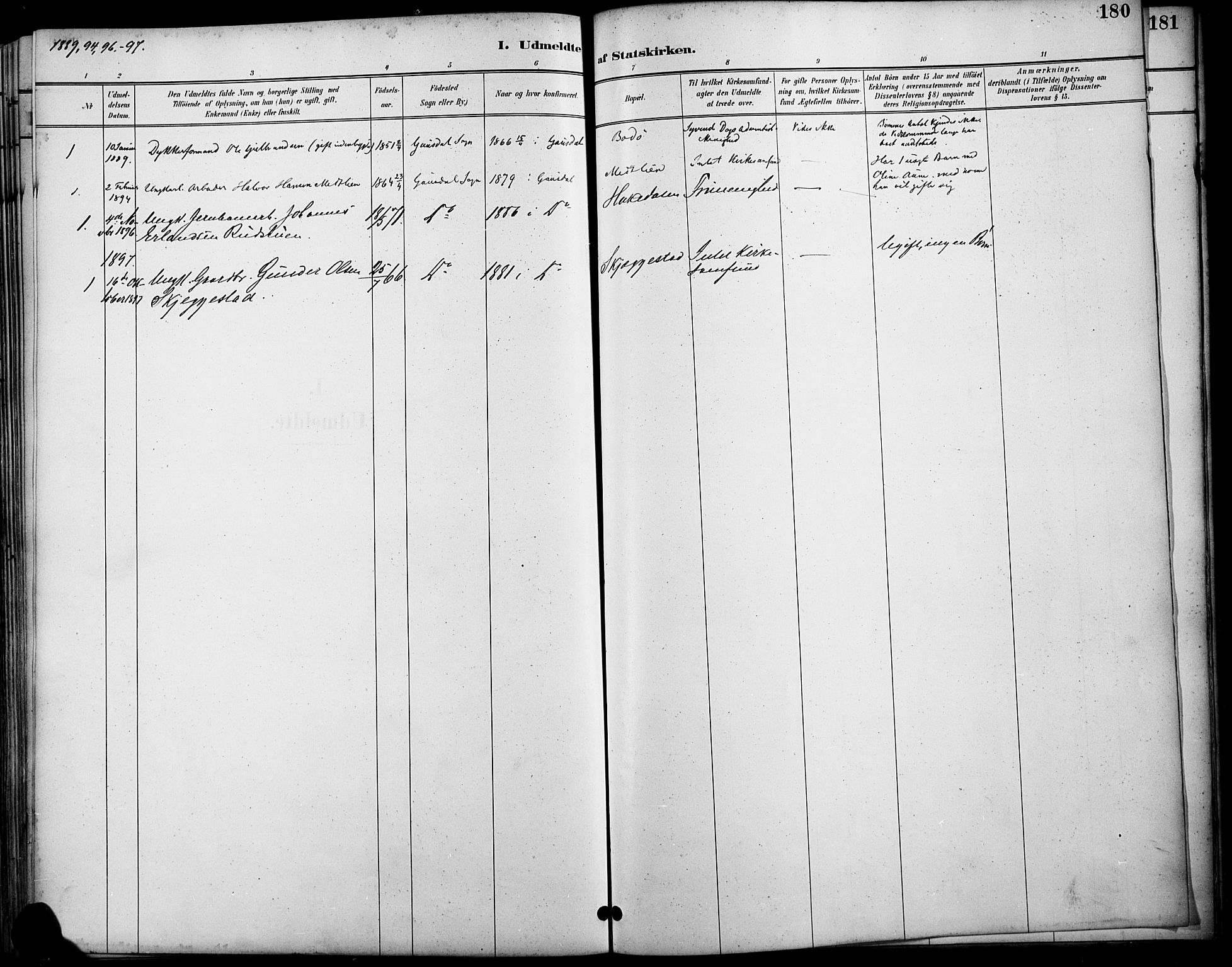 Østre Gausdal prestekontor, SAH/PREST-092/H/Ha/Haa/L0002: Parish register (official) no. 2, 1887-1897, p. 180