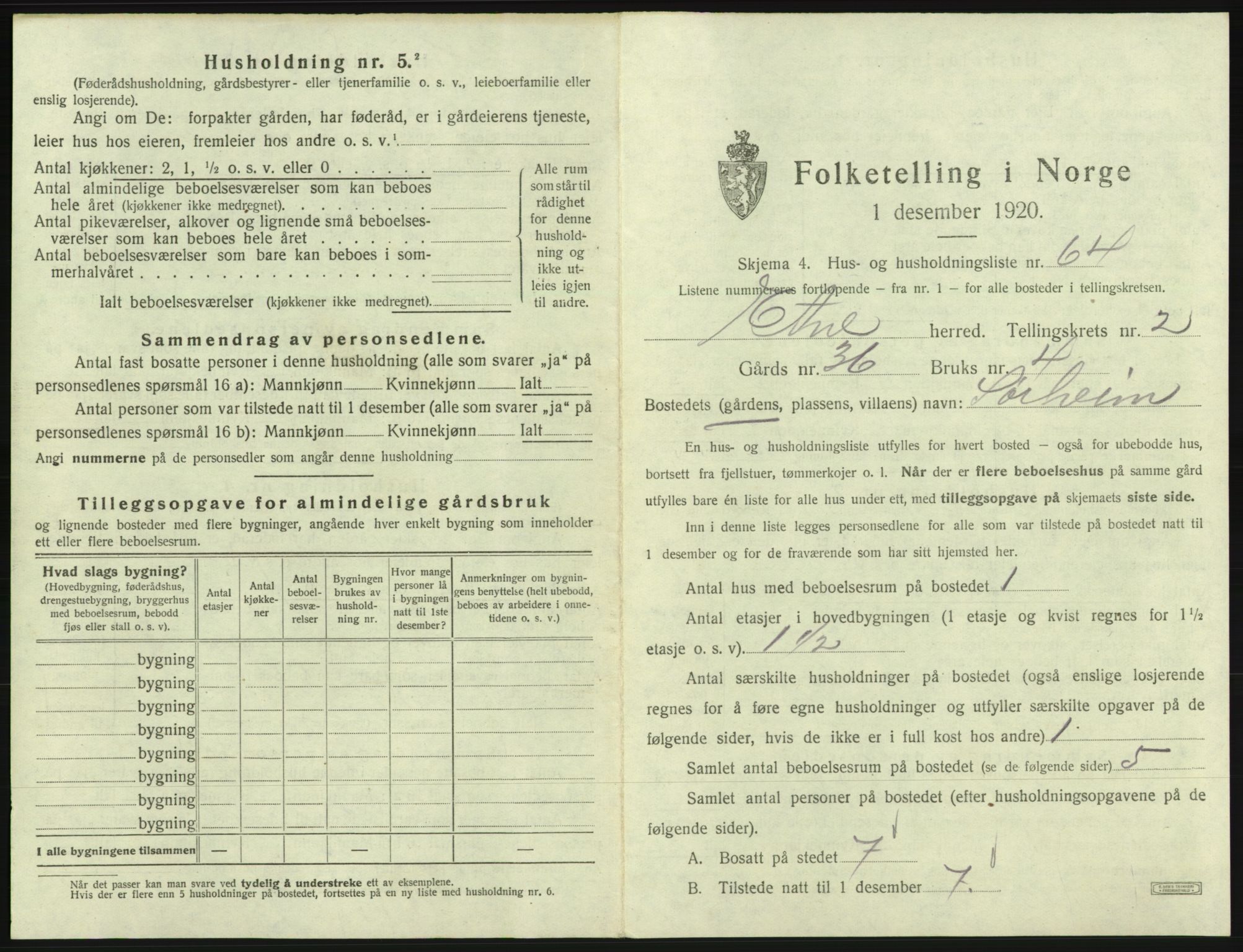 SAB, 1920 census for Etne, 1920, p. 202