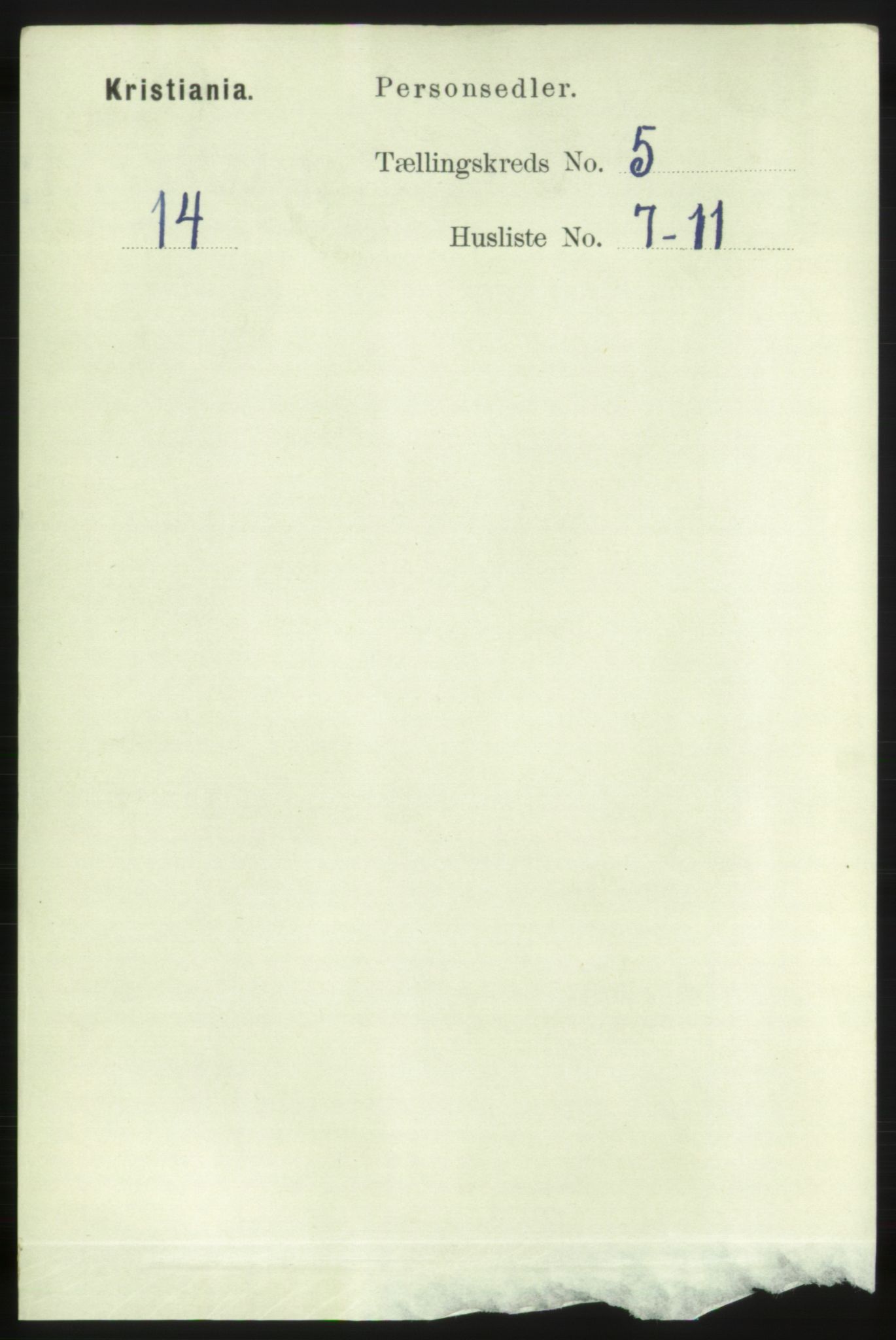 RA, 1891 census for 0301 Kristiania, 1891, p. 2405