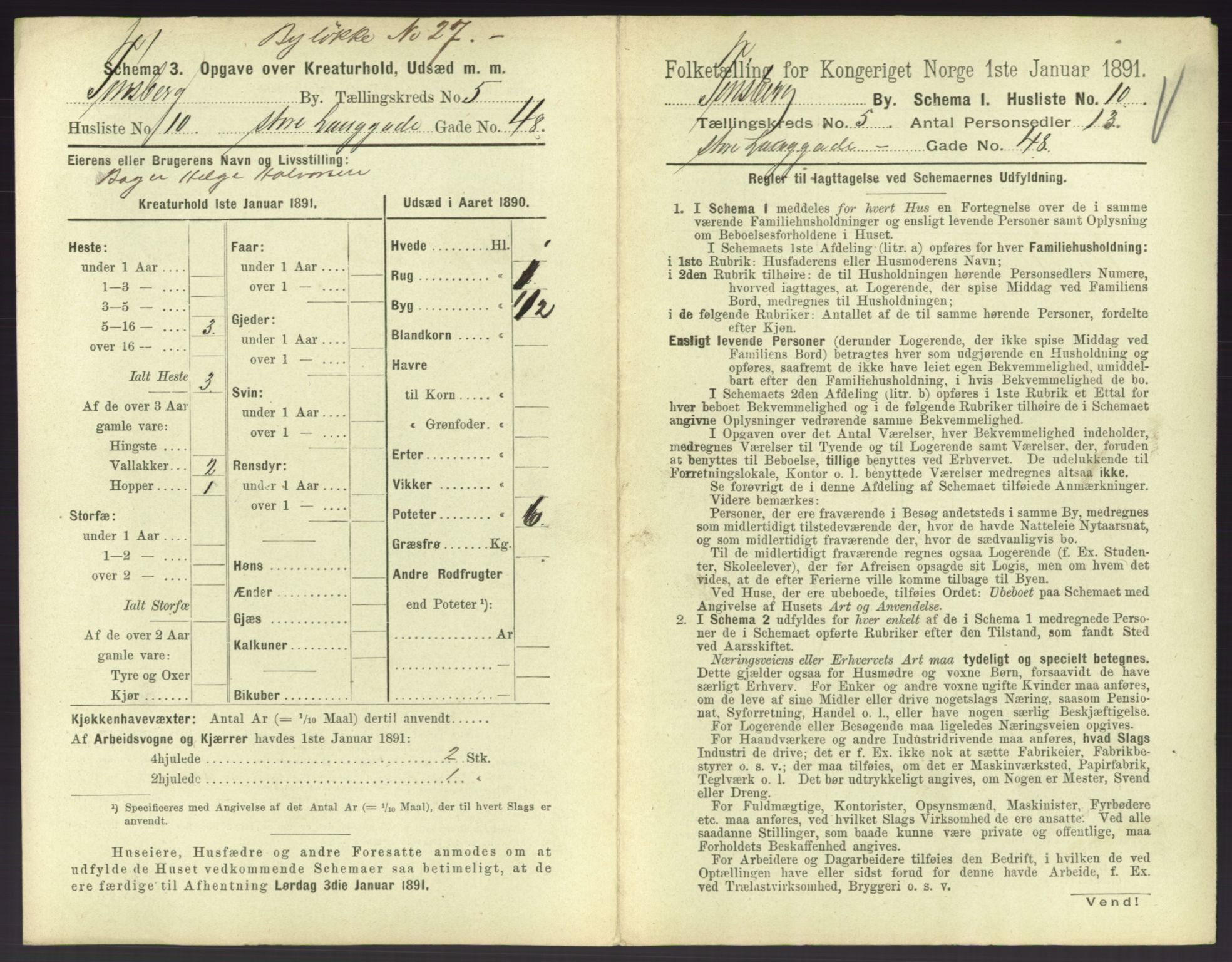 RA, 1891 census for 0705 Tønsberg, 1891, p. 234