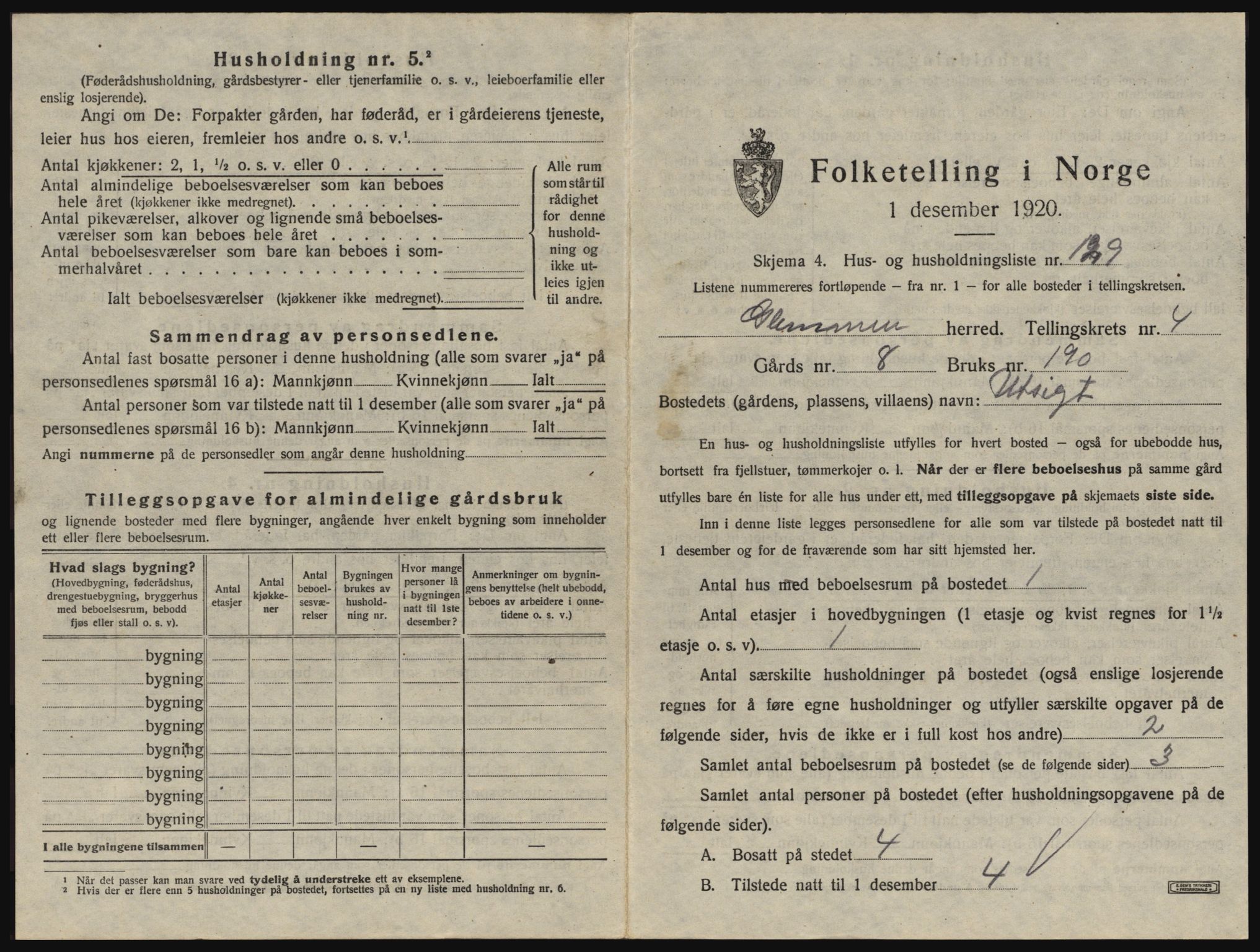 SAO, 1920 census for Glemmen, 1920, p. 885