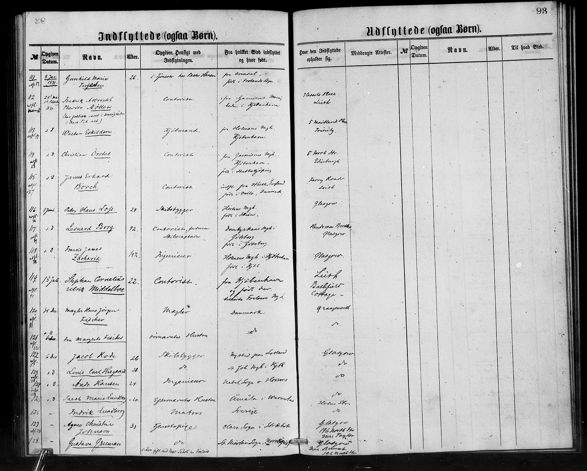 Den norske sjømannsmisjon i utlandet/Skotske havner (Leith, Glasgow), SAB/SAB/PA-0100/H/Ha/Haa/L0001: Parish register (official) no. A 1, 1865-1880, p. 93