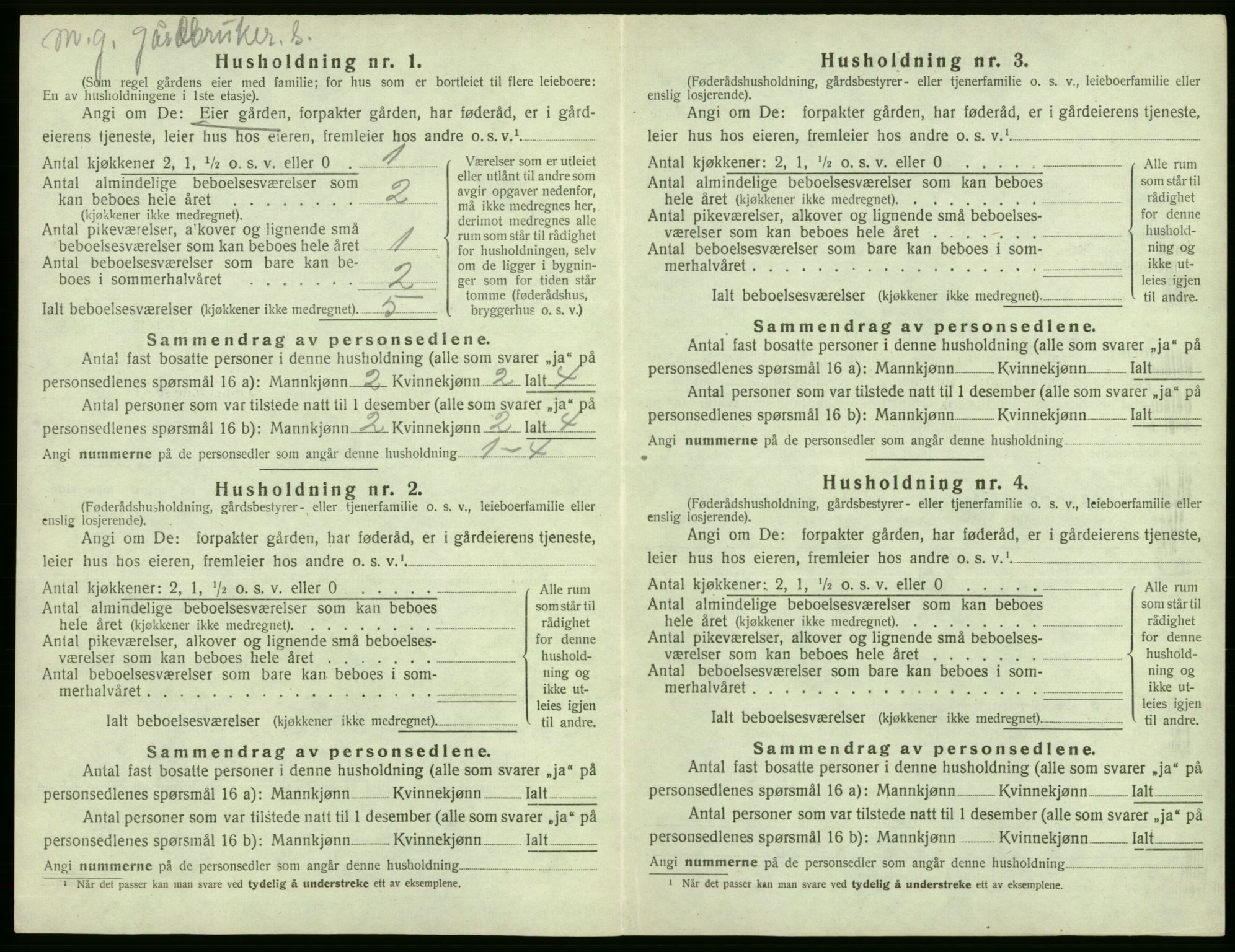 SAB, 1920 census for Fjell, 1920, p. 623