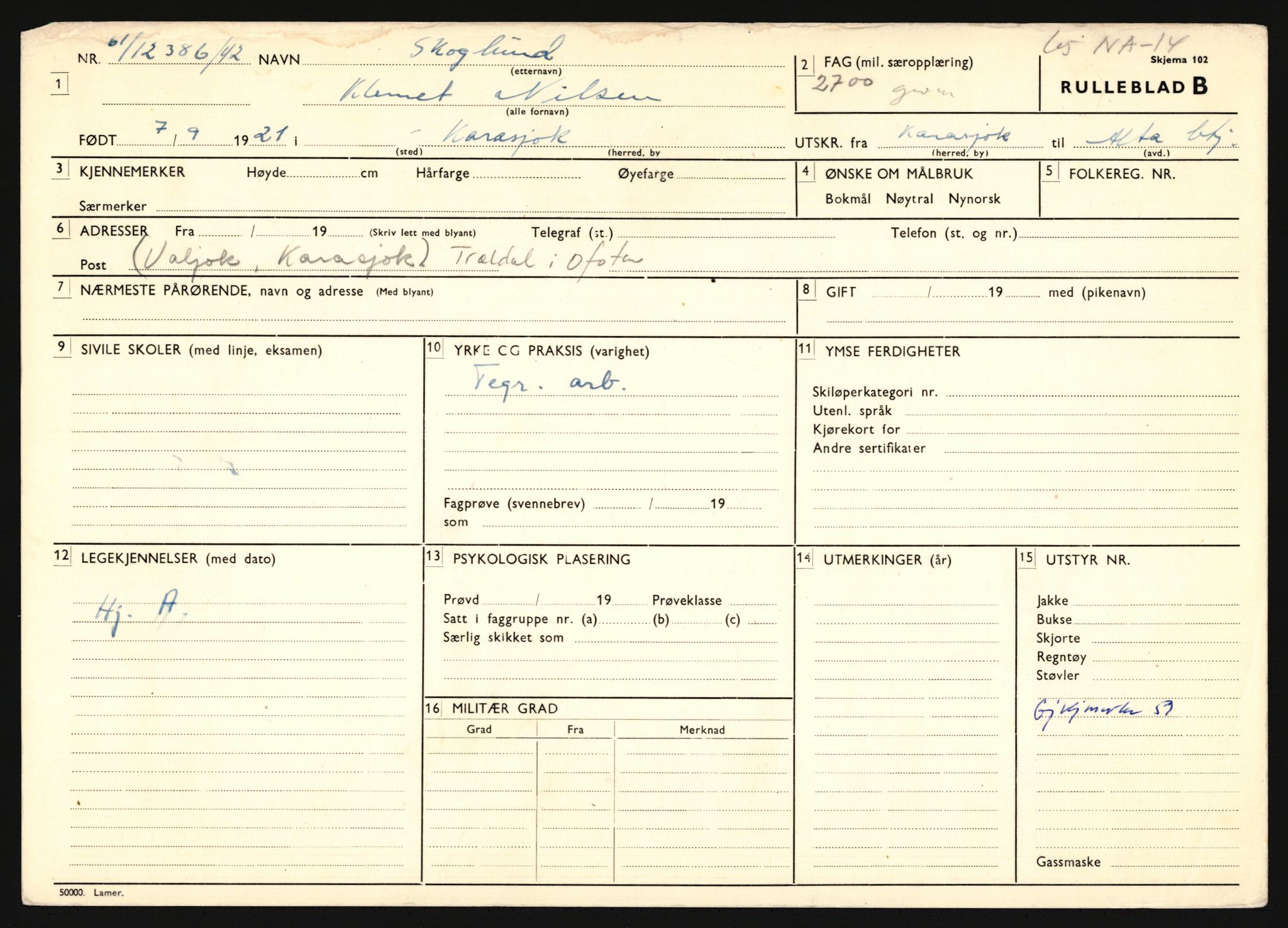 Forsvaret, Troms infanteriregiment nr. 16, AV/RA-RAFA-3146/P/Pa/L0024/0003: Rulleblad / Rulleblad for regimentets menige mannskaper, årsklasse 1942, 1942, p. 258