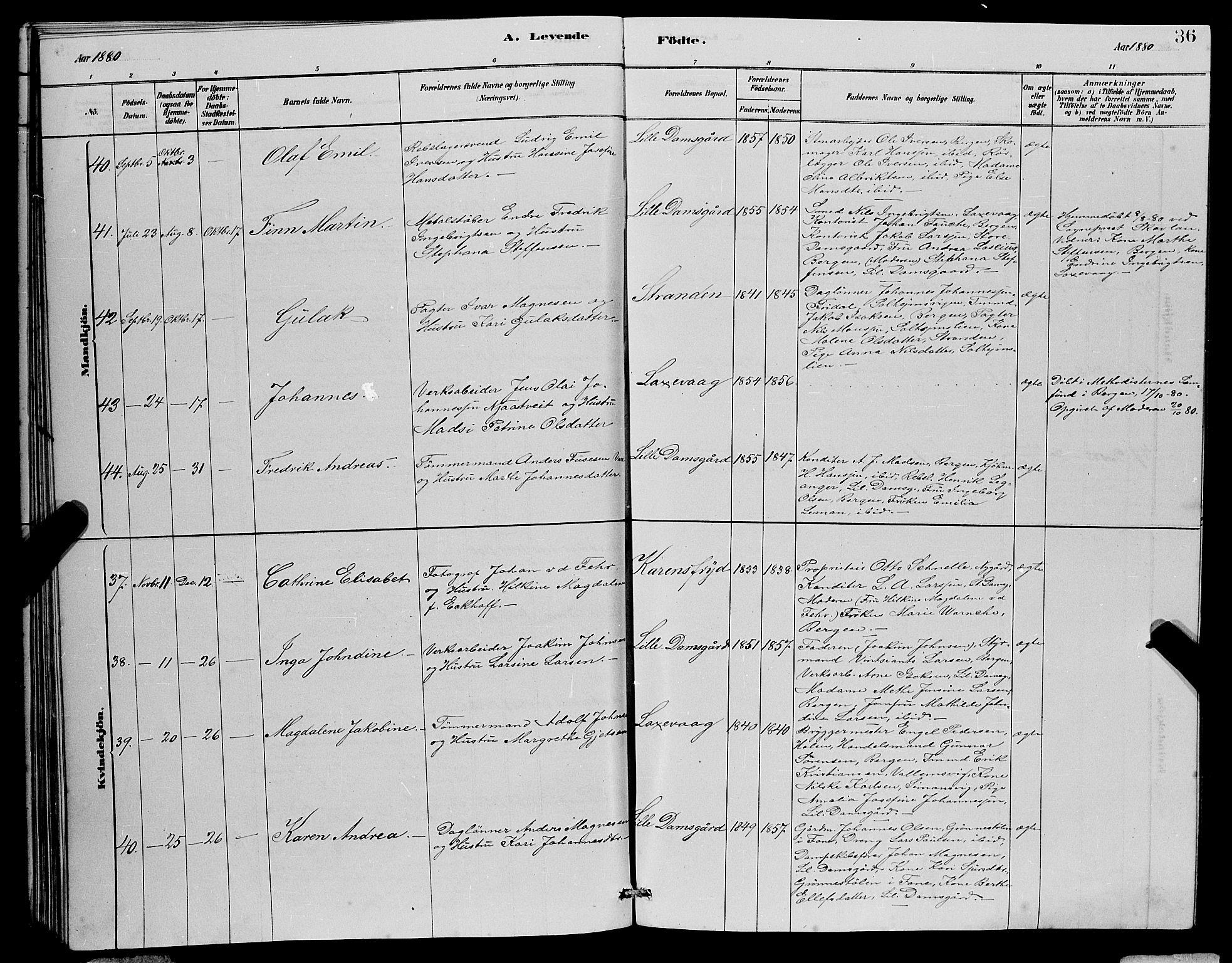 Laksevåg Sokneprestembete, SAB/A-76501/H/Ha/Hab/Haba/L0002: Parish register (copy) no. A 2, 1877-1887, p. 36