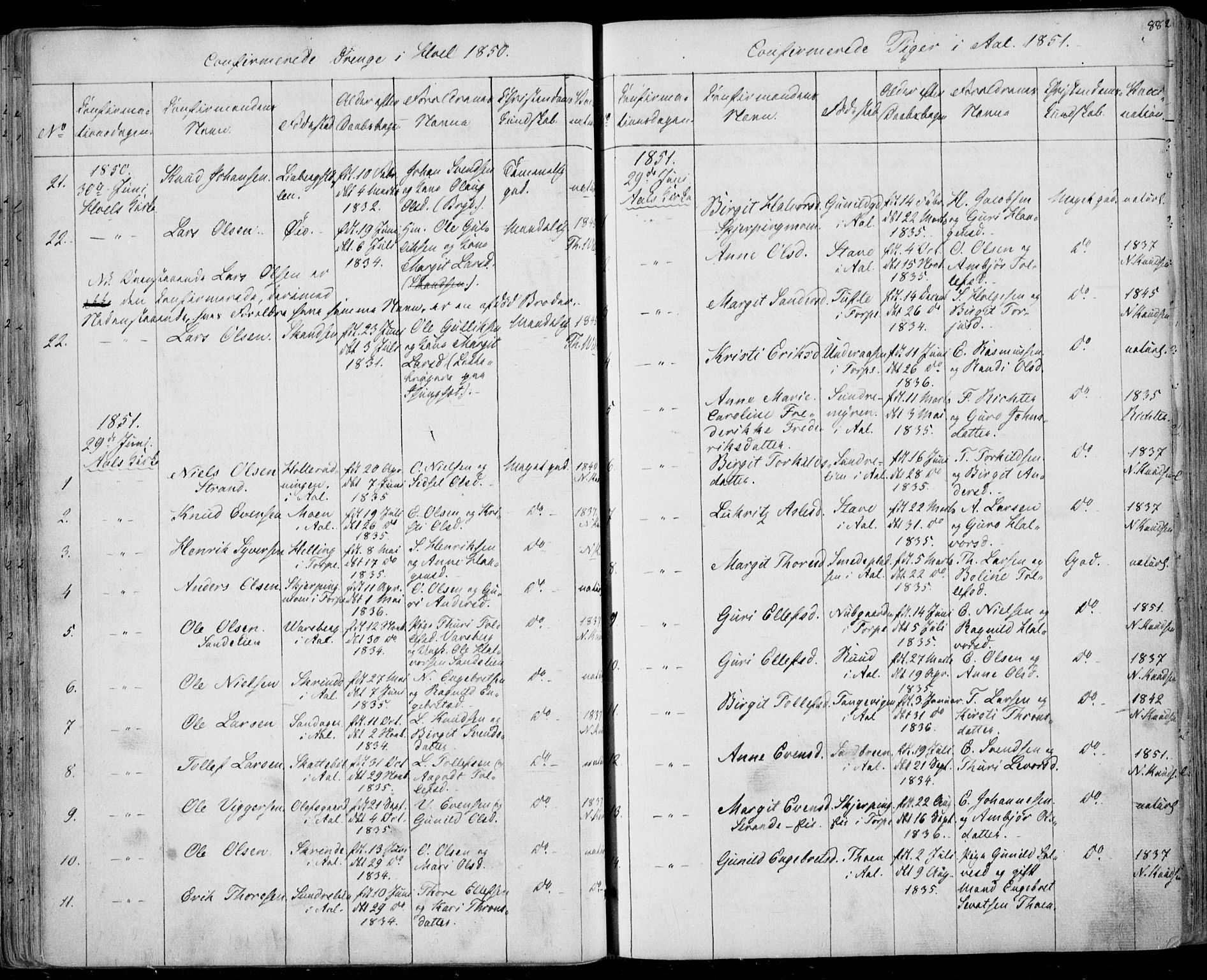 Ål kirkebøker, SAKO/A-249/F/Fa/L0006: Parish register (official) no. I 6, 1849-1864, p. 88