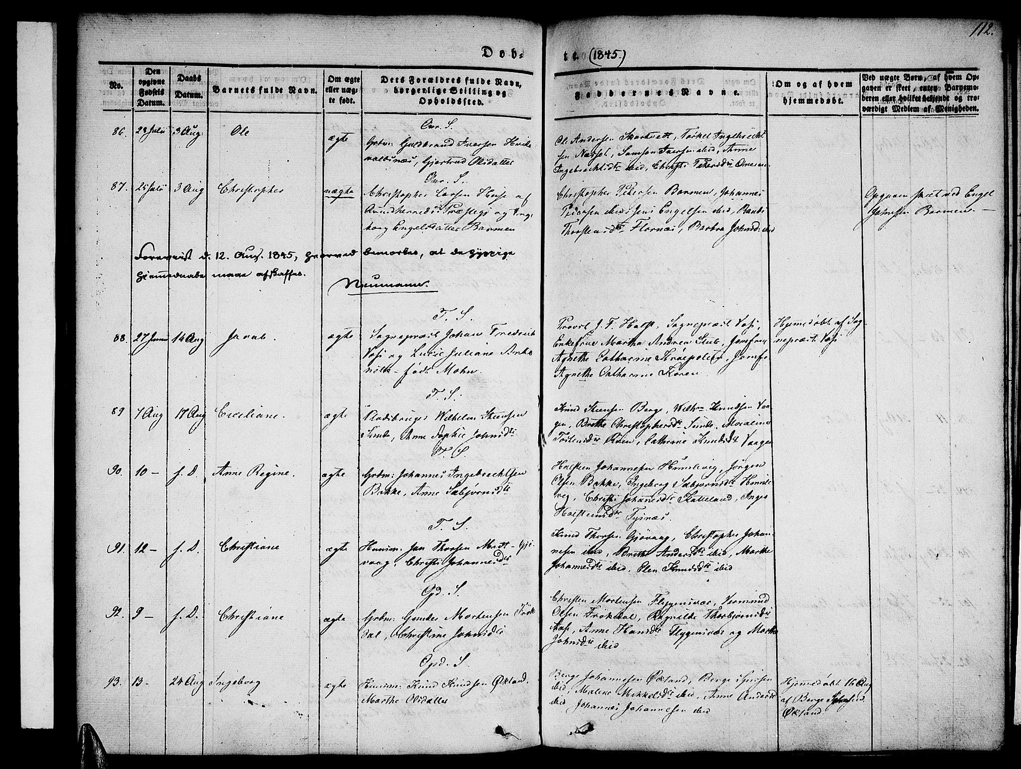 Tysnes sokneprestembete, AV/SAB-A-78601/H/Haa: Parish register (official) no. A 9, 1837-1848, p. 112