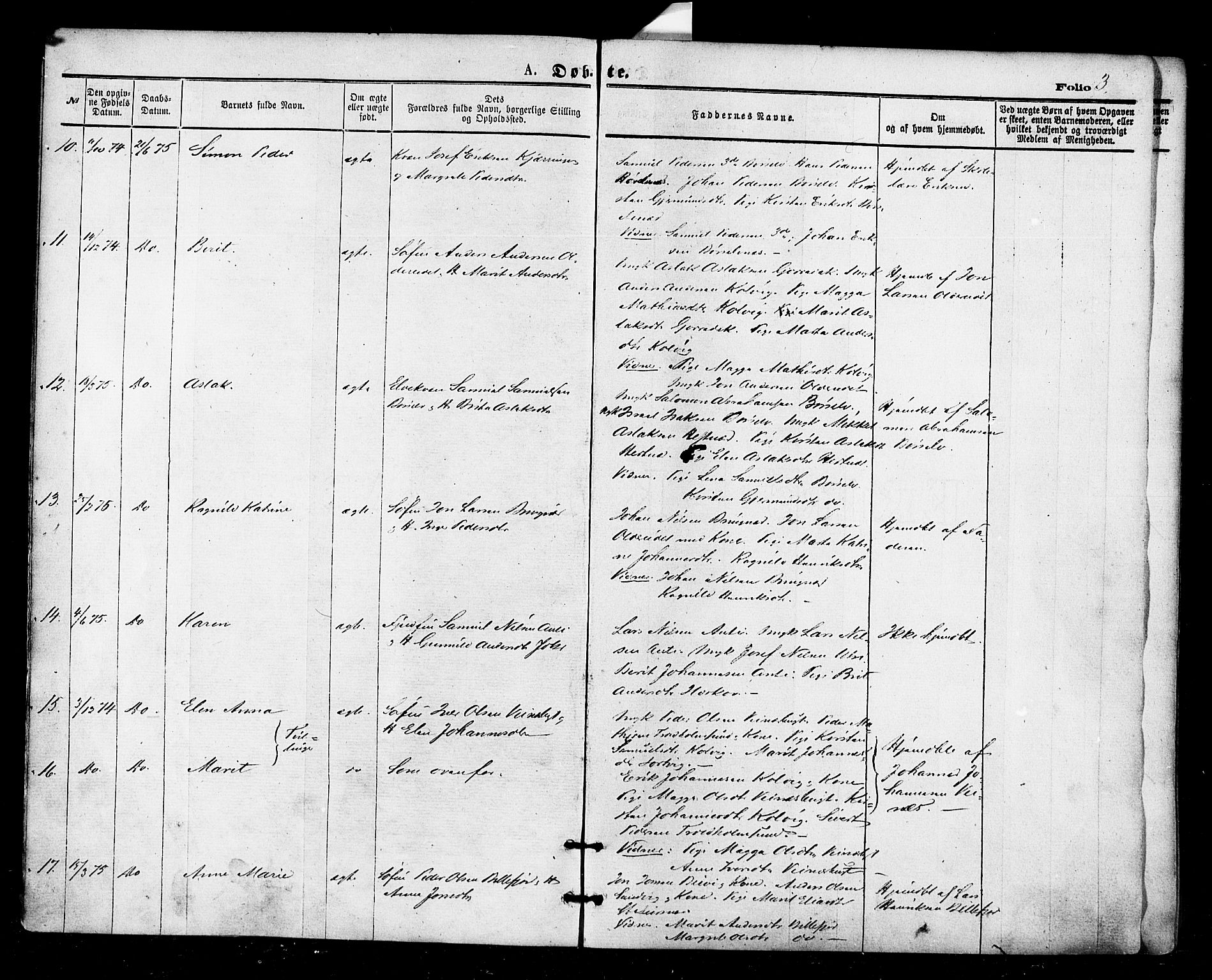 Kistrand/Porsanger sokneprestembete, SATØ/S-1351/H/Ha/L0006.kirke: Parish register (official) no. 6, 1875-1880, p. 3