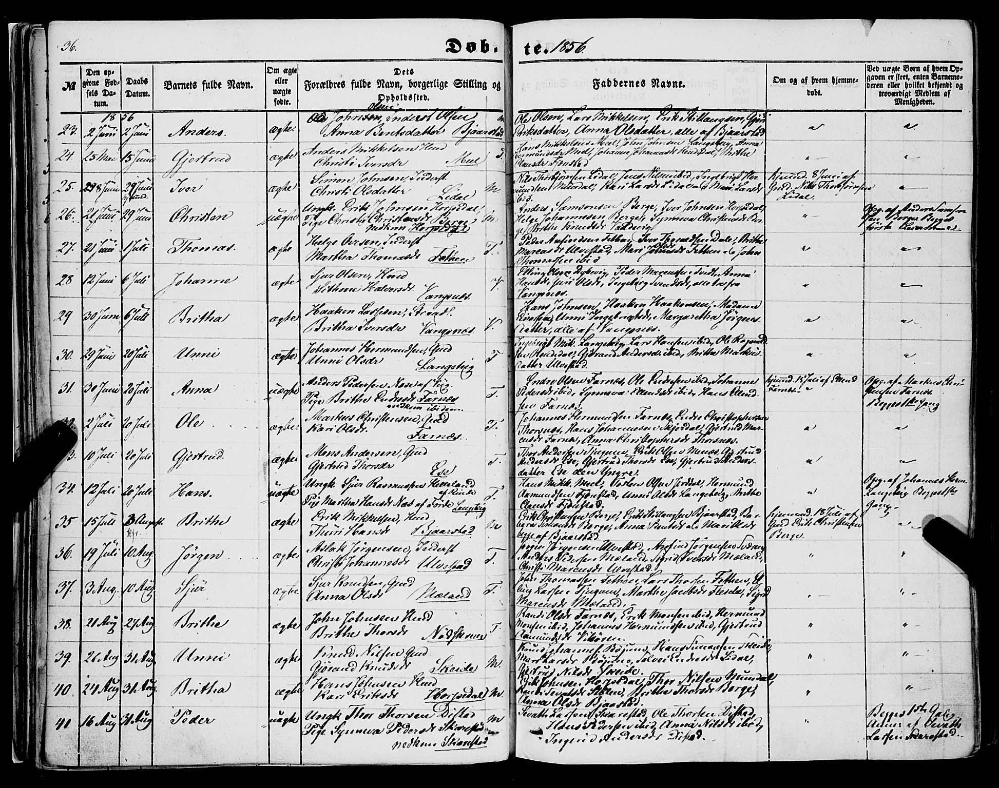 Balestrand sokneprestembete, AV/SAB-A-79601/H/Haa/Haaa/L0002: Parish register (official) no. A 2, 1847-1866, p. 36