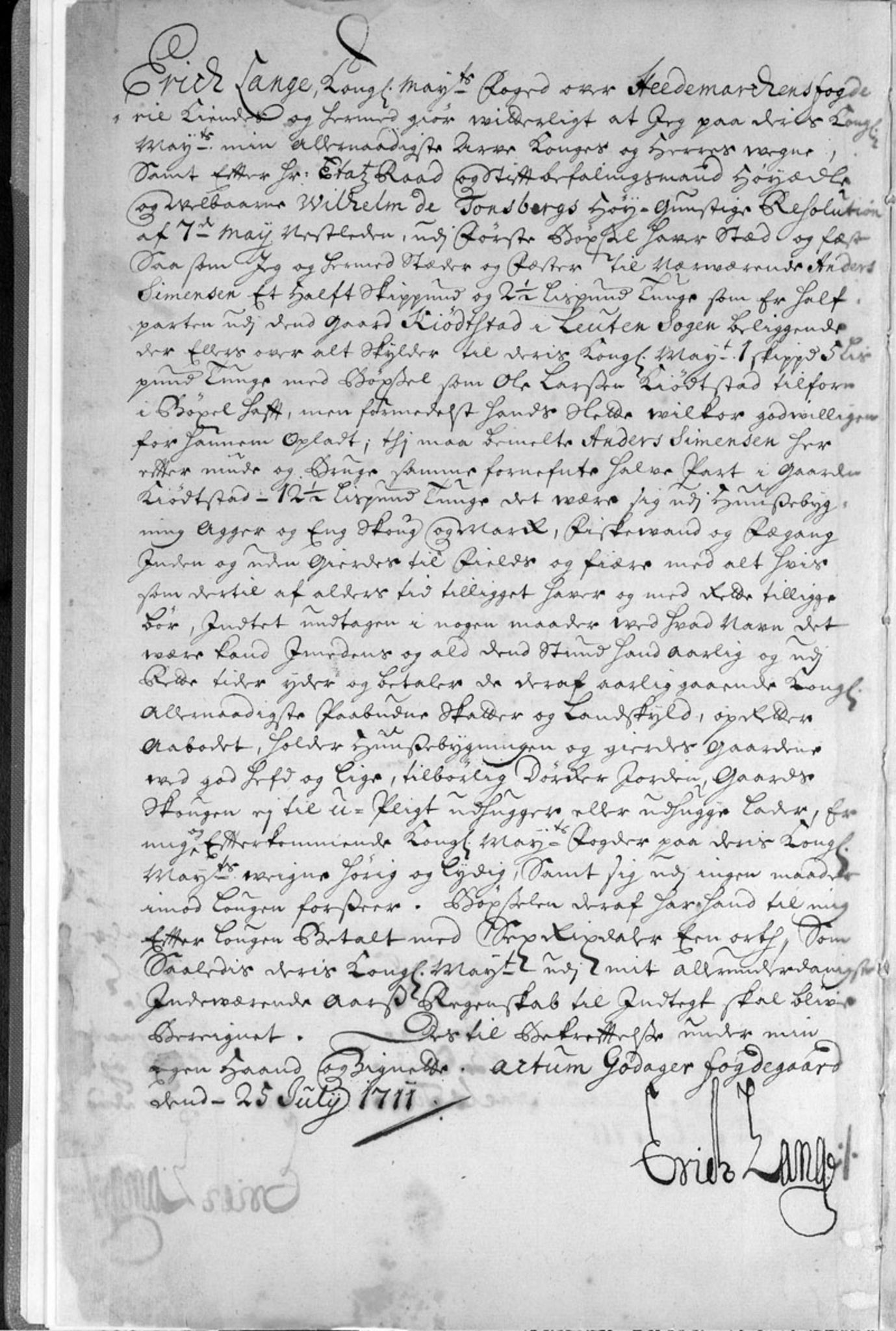 Hedemarken fogderi, AV/SAH-FOGDH-001/F/Fb/Fba/L0001: Bygselprotokoll, 1711-1797, p. 1b