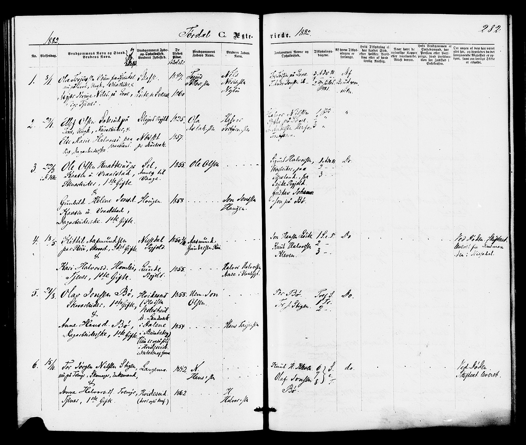 Drangedal kirkebøker, SAKO/A-258/F/Fa/L0009: Parish register (official) no. 9 /2, 1872-1884, p. 282