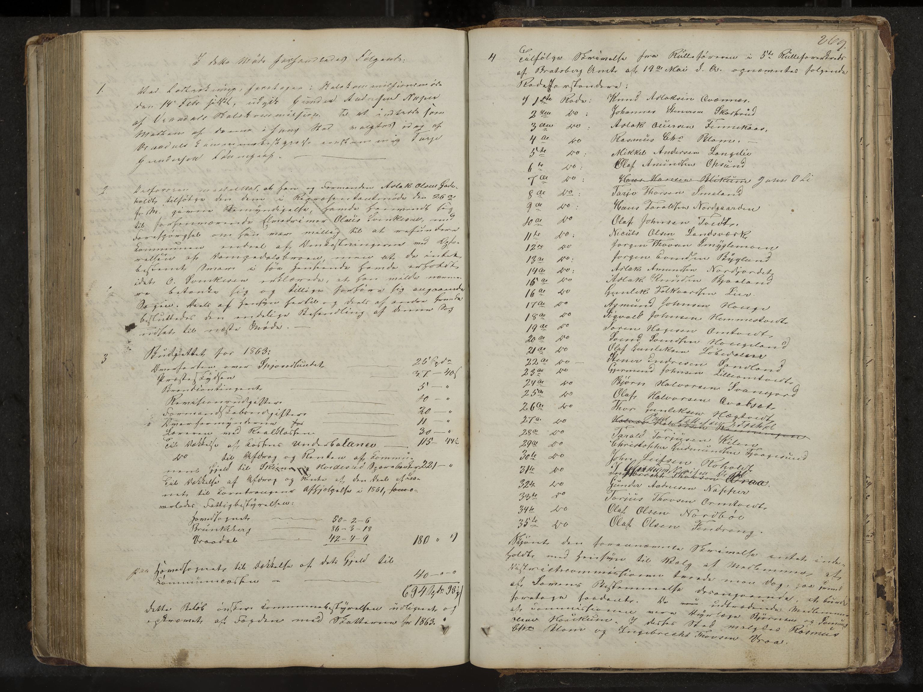 Kviteseid formannskap og sentraladministrasjon, IKAK/0829021/A/Aa/L0001: Møtebok med register, 1837-1866, p. 269