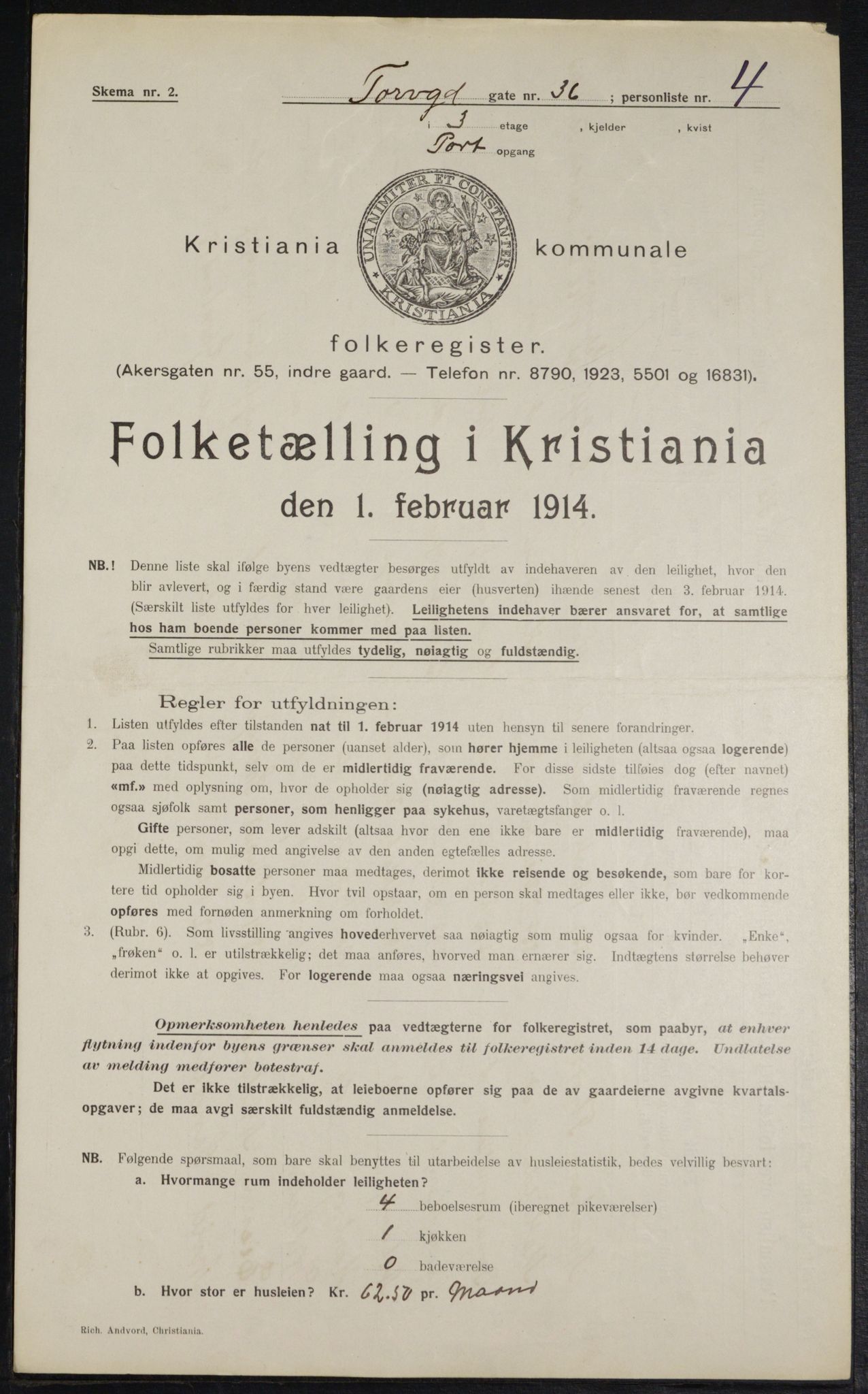 OBA, Municipal Census 1914 for Kristiania, 1914, p. 115131