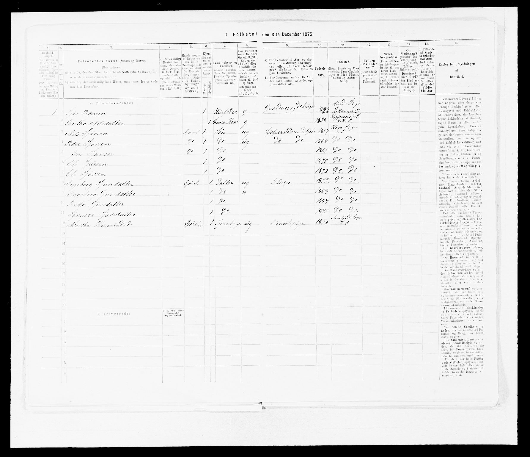 SAB, 1875 census for 1417P Vik, 1875, p. 824