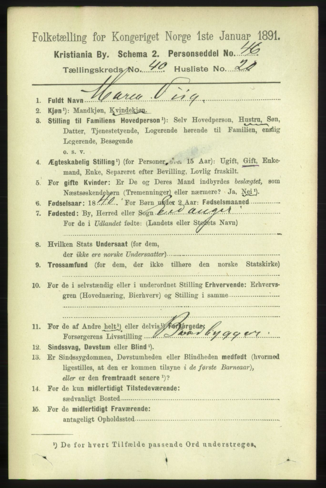 RA, 1891 census for 0301 Kristiania, 1891, p. 23485