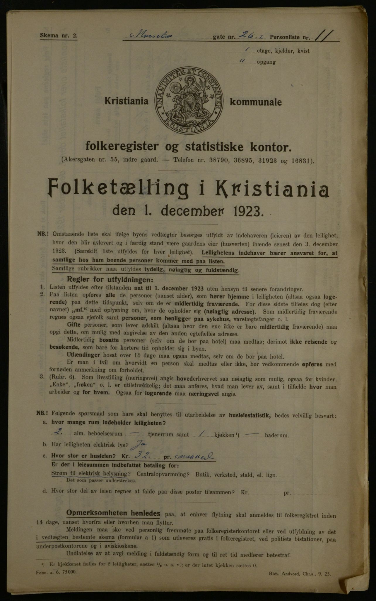 OBA, Municipal Census 1923 for Kristiania, 1923, p. 71350