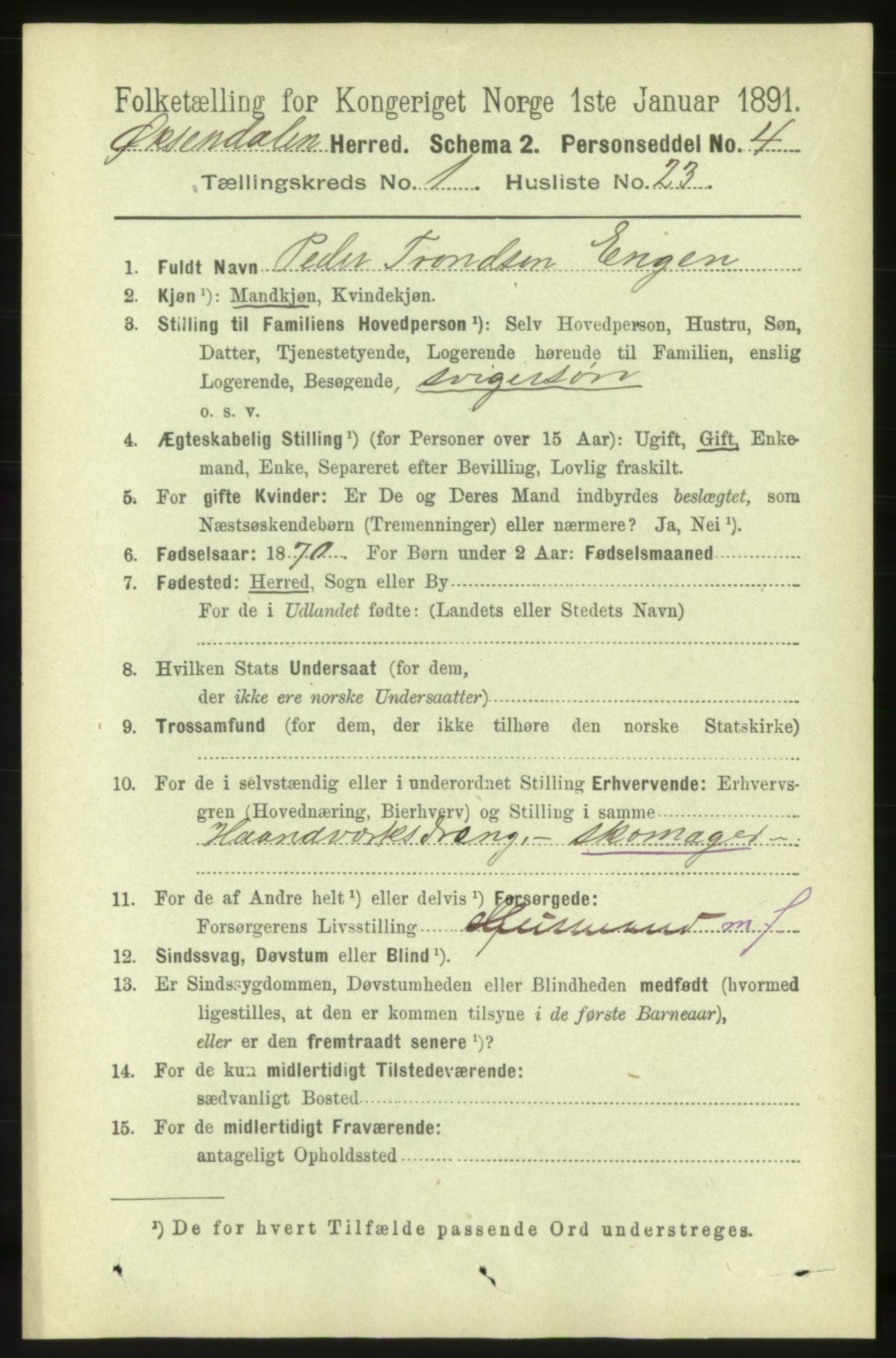 RA, 1891 census for 1561 Øksendal, 1891, p. 209