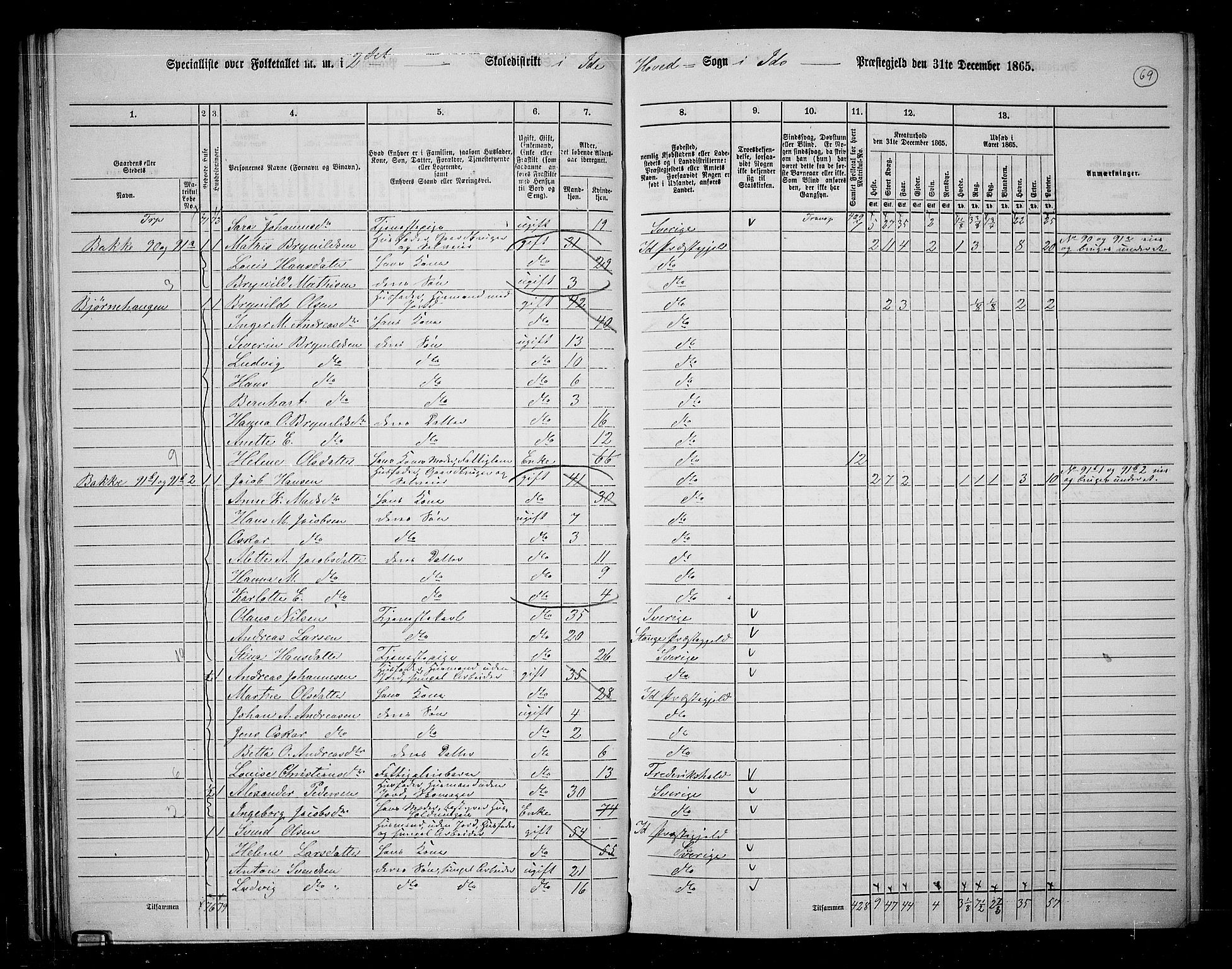 RA, 1865 census for Idd, 1865, p. 61