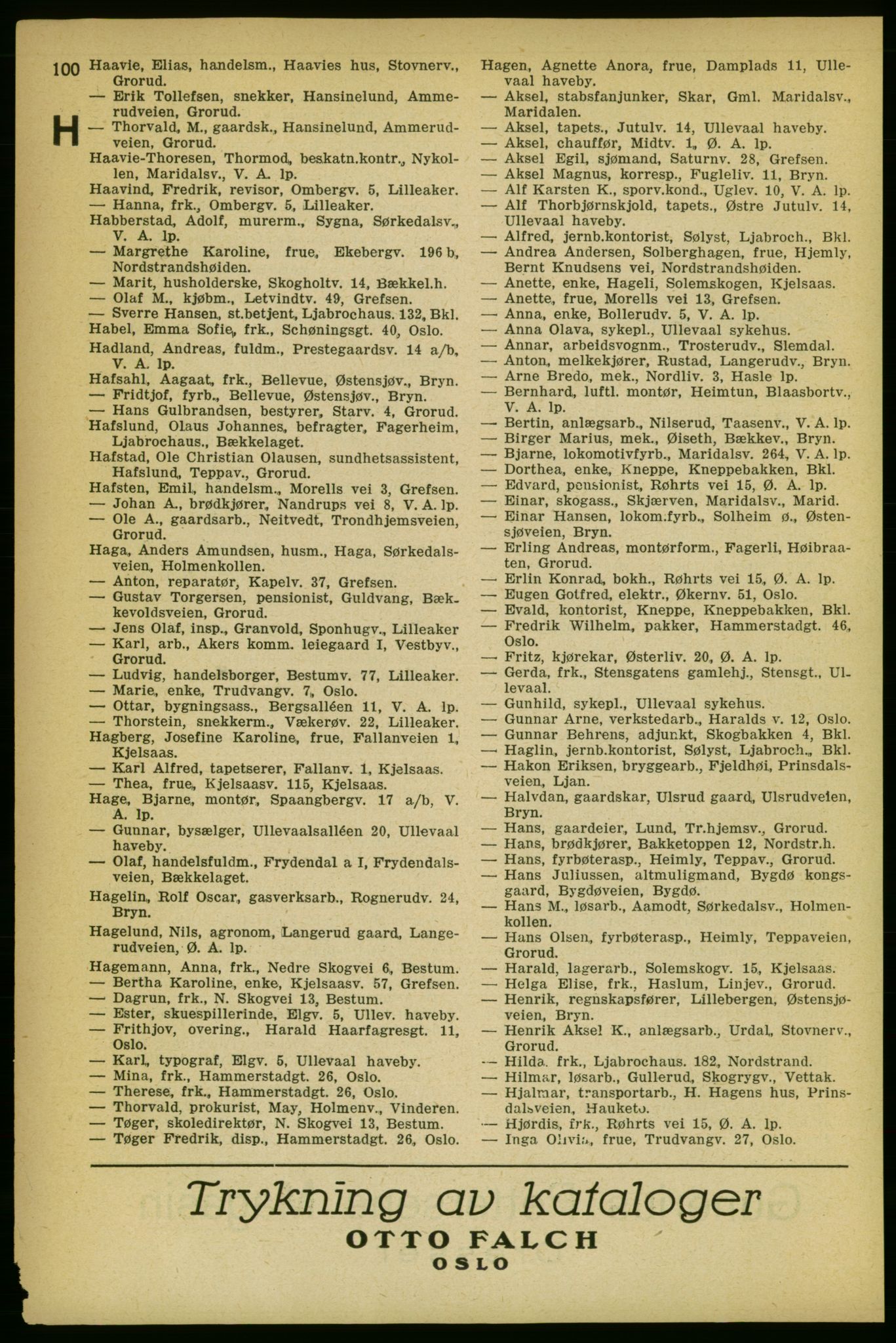 Aker adressebok/adressekalender, PUBL/001/A/004: Aker adressebok, 1929, p. 100