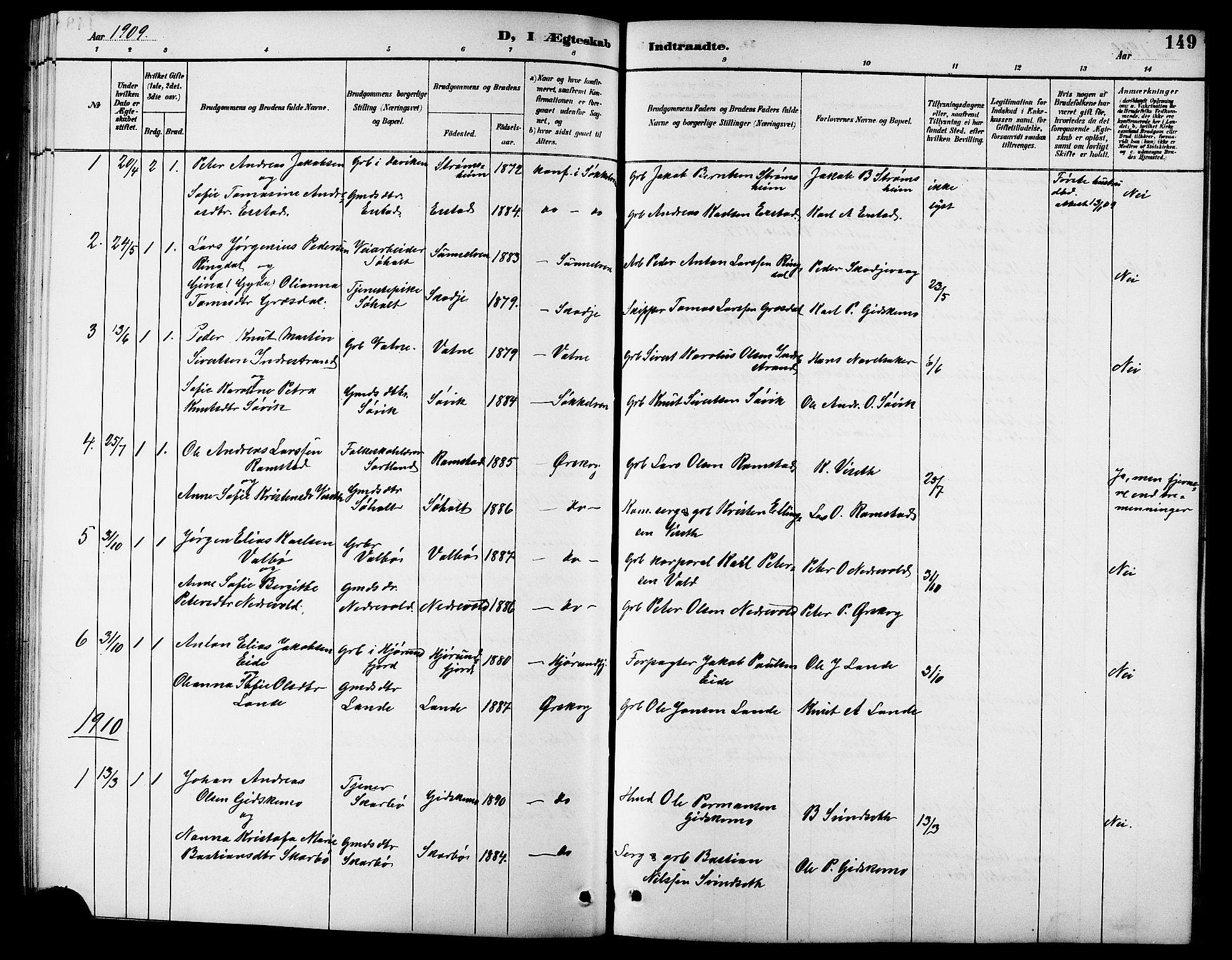 Ministerialprotokoller, klokkerbøker og fødselsregistre - Møre og Romsdal, AV/SAT-A-1454/522/L0327: Parish register (copy) no. 522C06, 1890-1915, p. 149