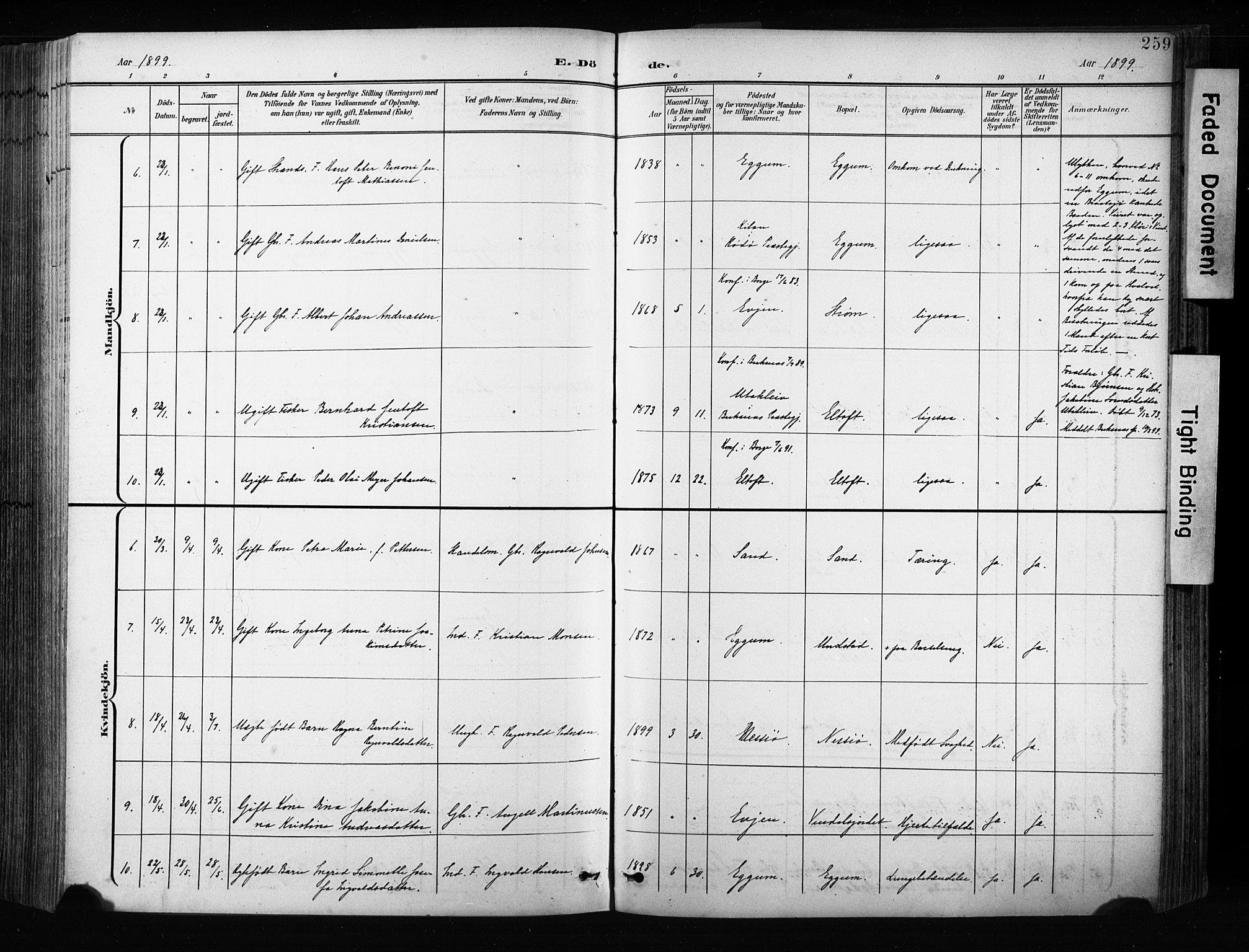 Ministerialprotokoller, klokkerbøker og fødselsregistre - Nordland, AV/SAT-A-1459/880/L1134: Parish register (official) no. 880A08, 1899-1908, p. 259