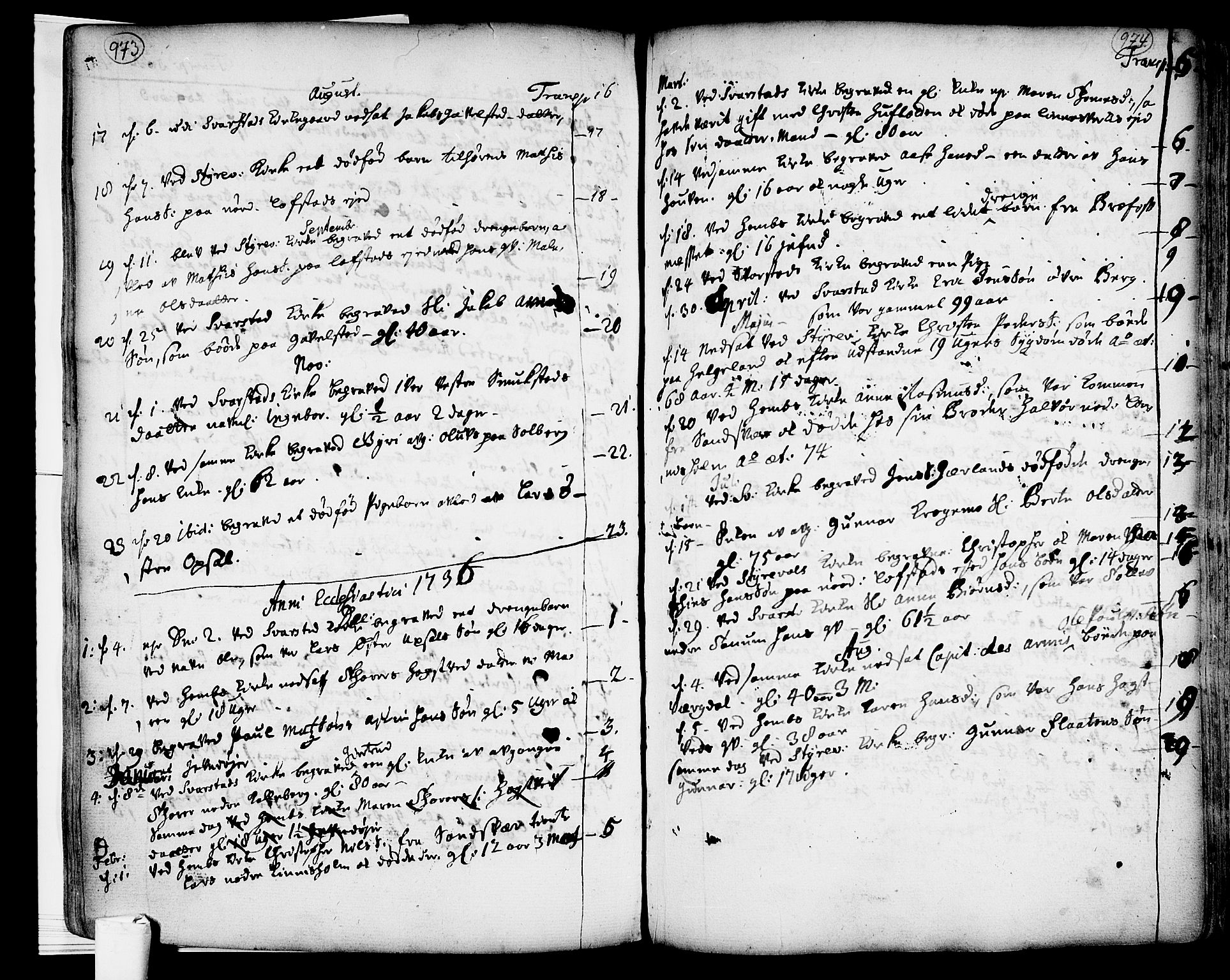 Lardal kirkebøker, SAKO/A-350/F/Fa/L0003: Parish register (official) no. I 3, 1733-1815, p. 973-974
