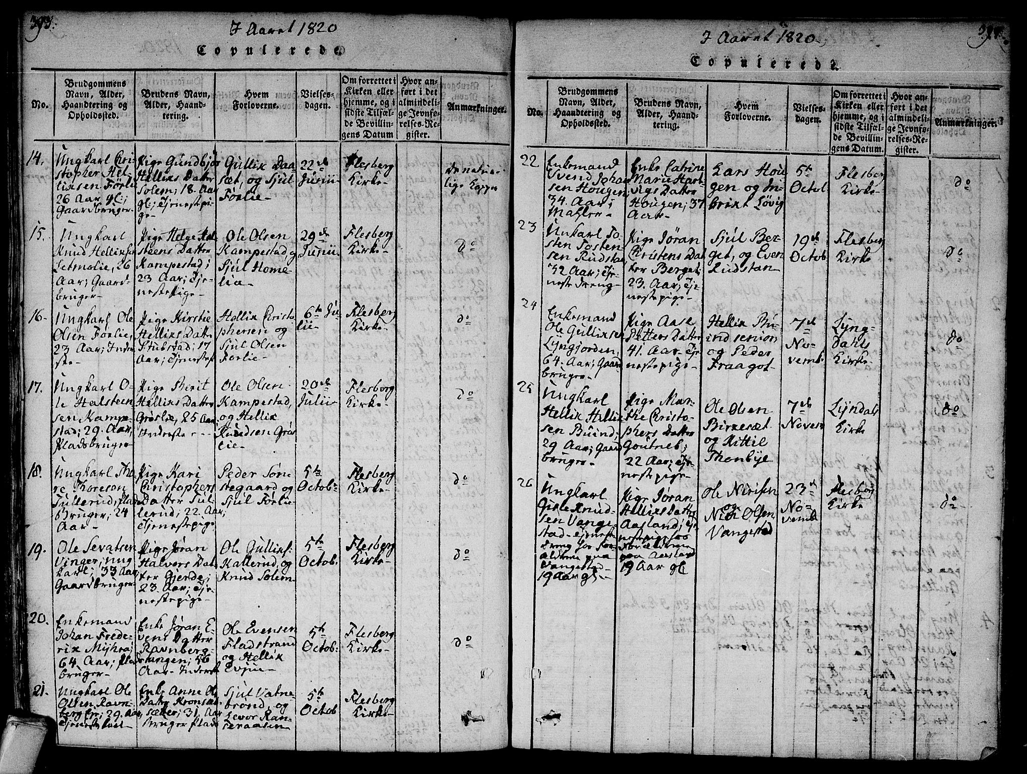 Flesberg kirkebøker, AV/SAKO-A-18/F/Fa/L0005: Parish register (official) no. I 5, 1816-1834, p. 393-394