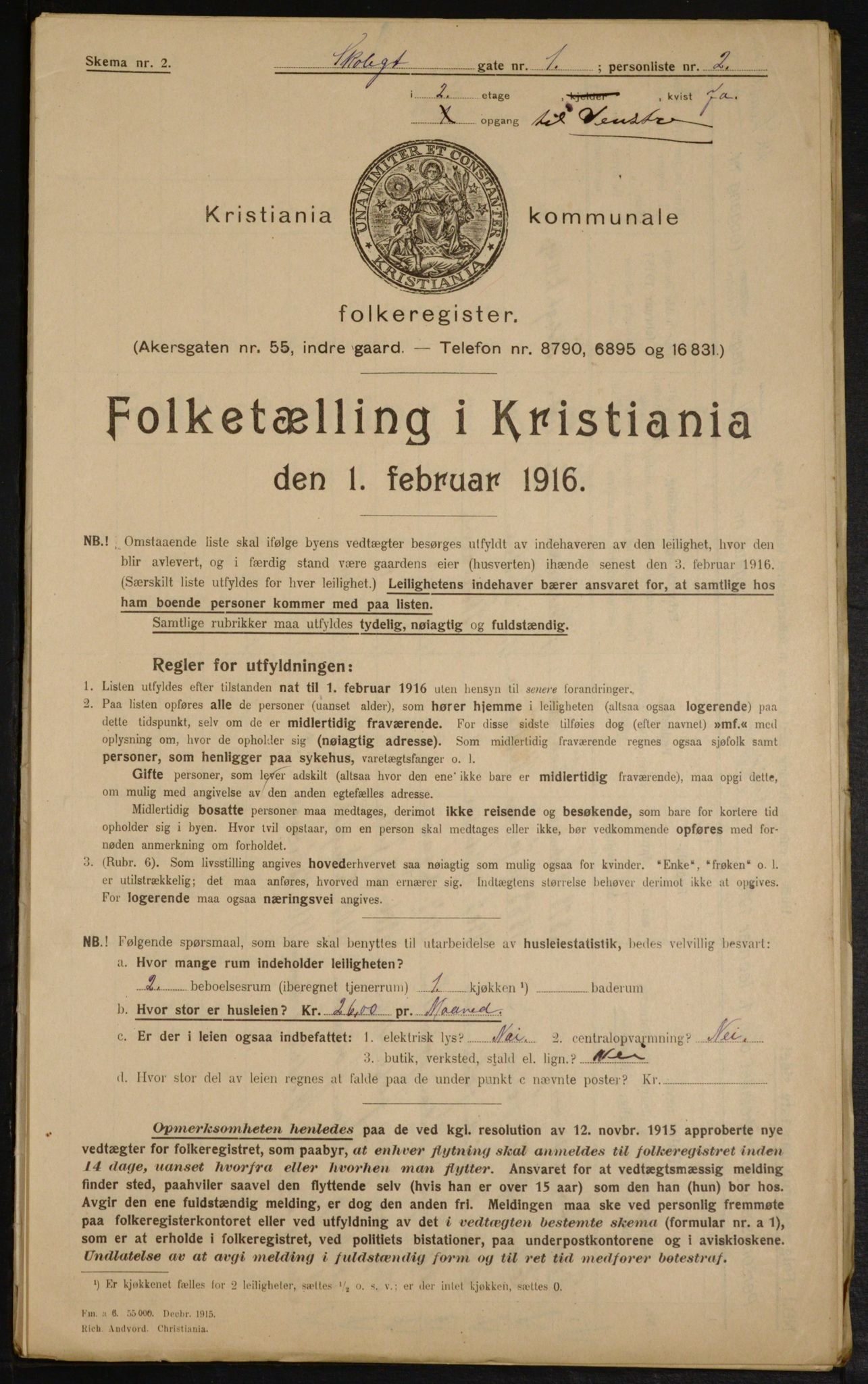 OBA, Municipal Census 1916 for Kristiania, 1916, p. 98643