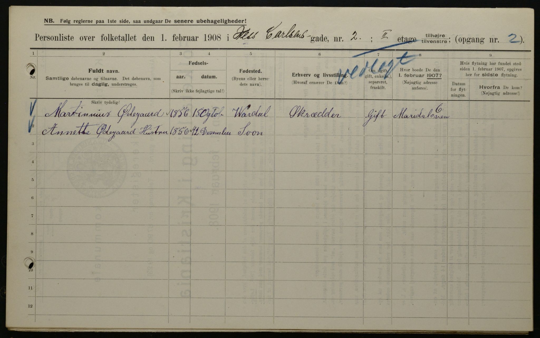 OBA, Municipal Census 1908 for Kristiania, 1908, p. 41963