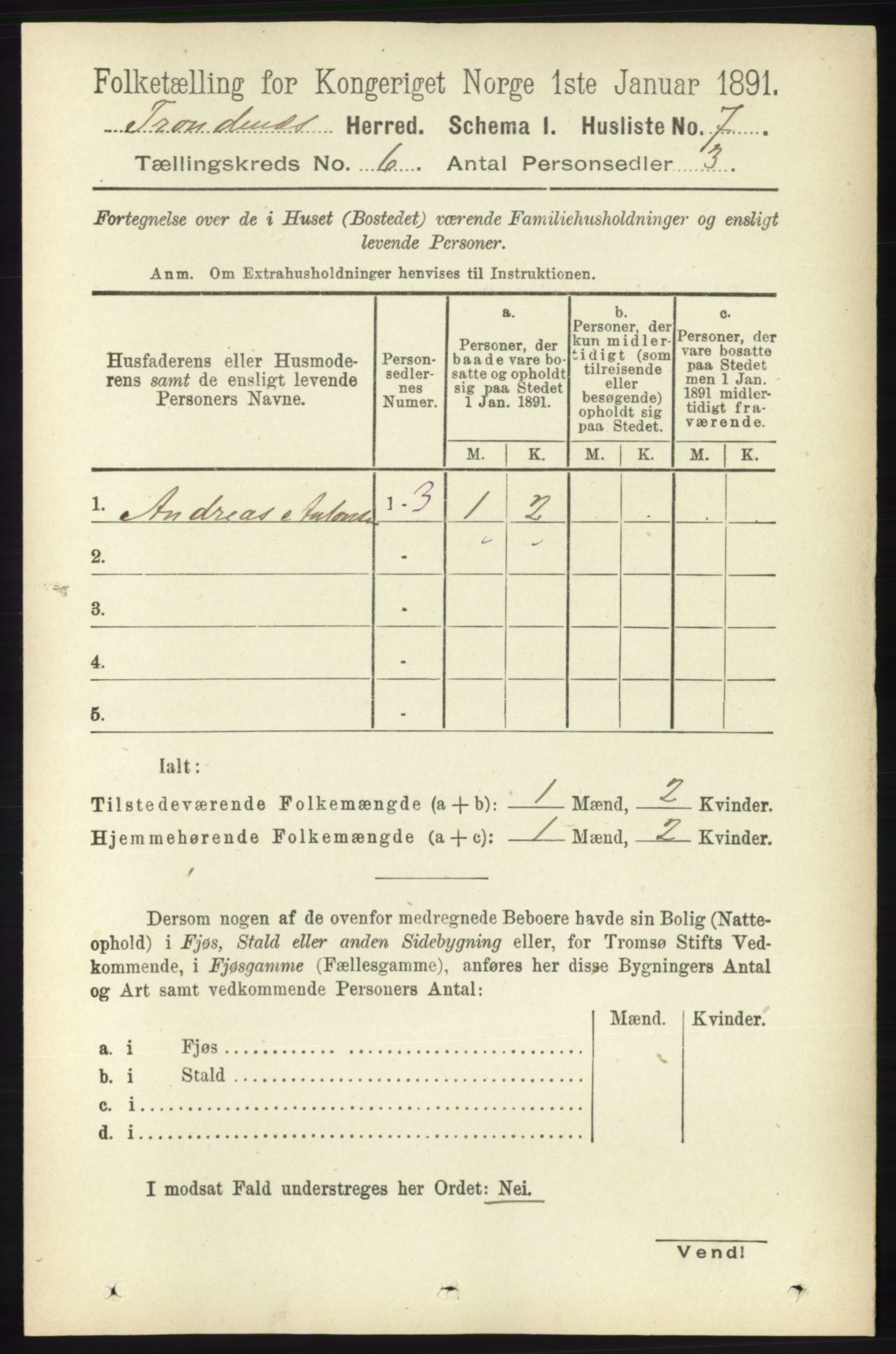 RA, 1891 census for 1914 Trondenes, 1891, p. 3750